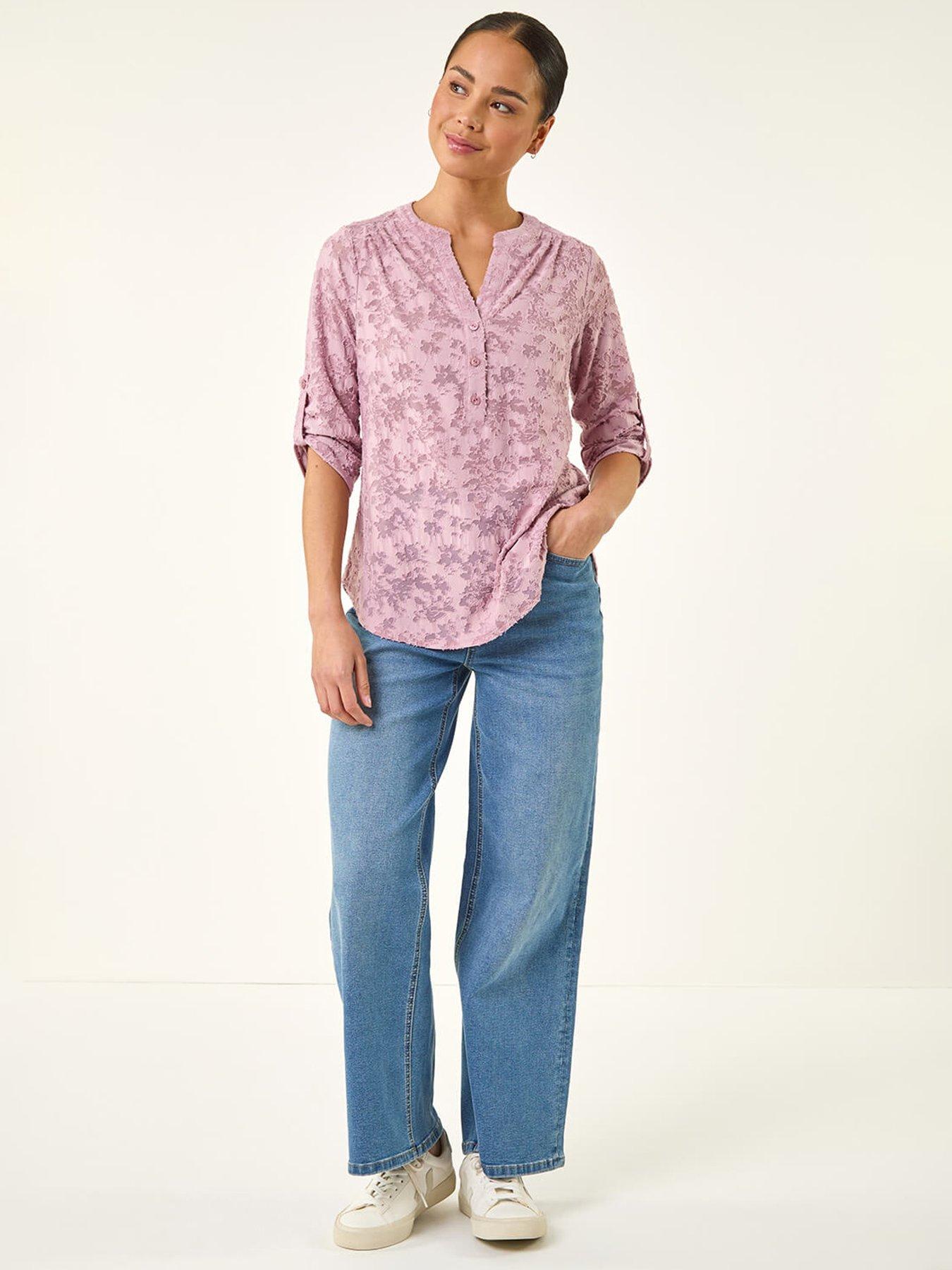  image of roman-petite-burnout-print-button-shirt