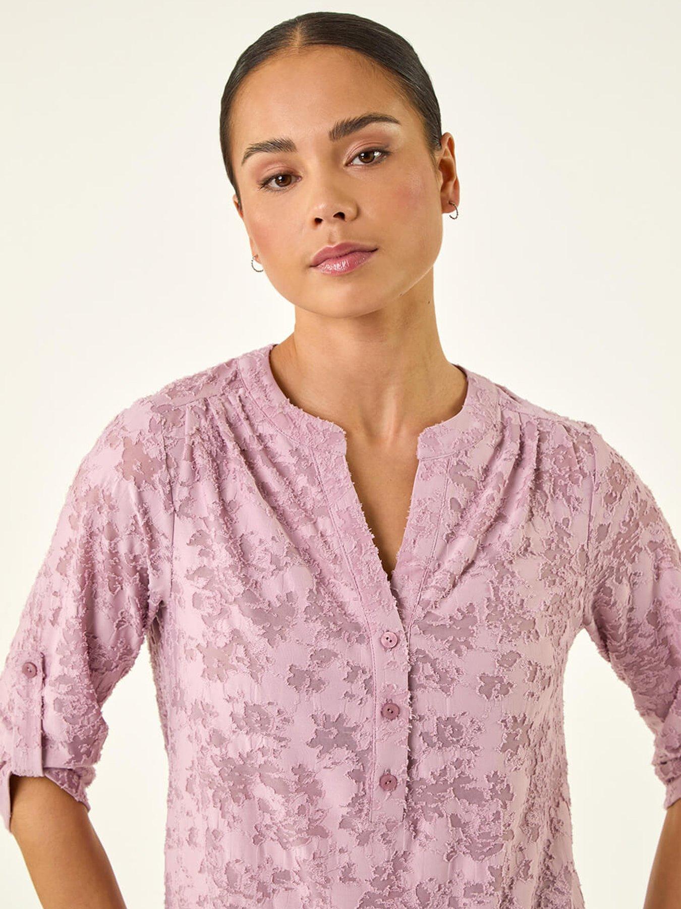  image of roman-petite-burnout-print-button-shirt