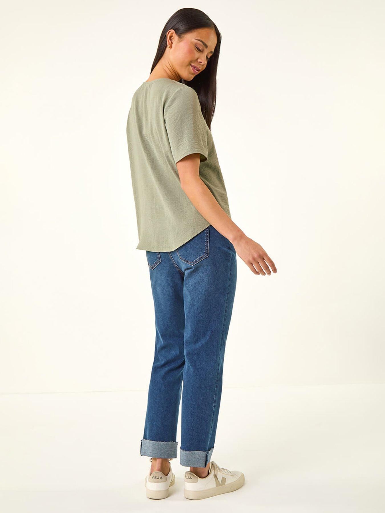  image of roman-petite-v-neck-button-through-blouse