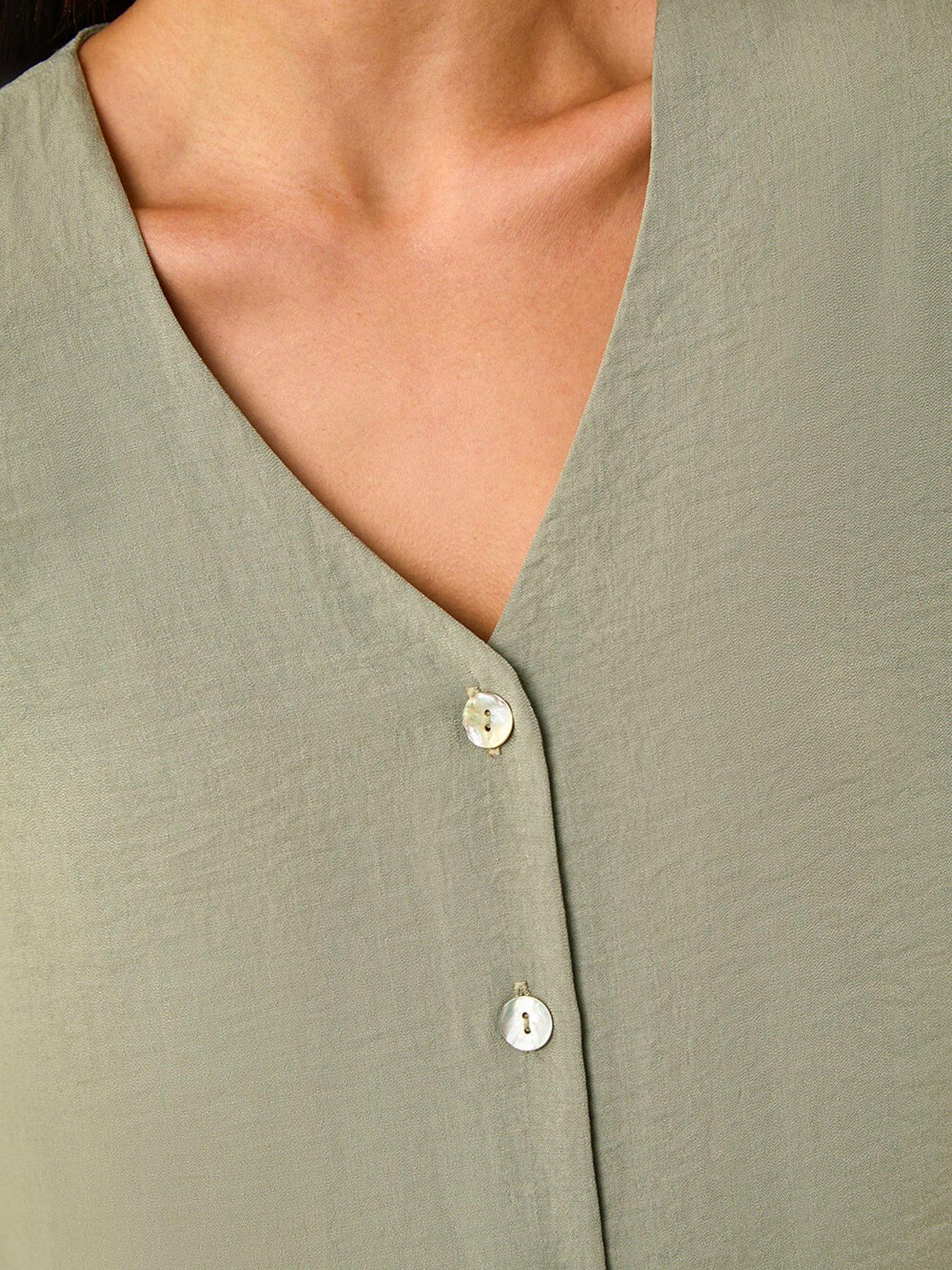  image of roman-petite-v-neck-button-through-blouse