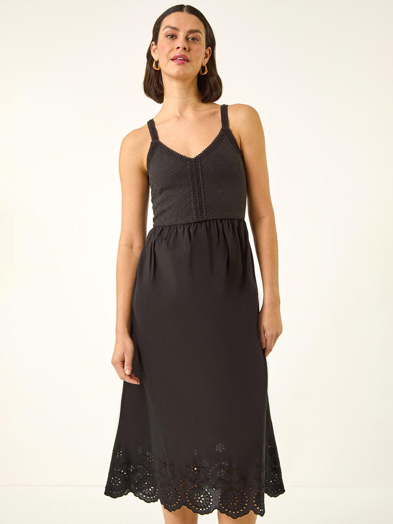 Roman Crochet Strappy Midi Dress