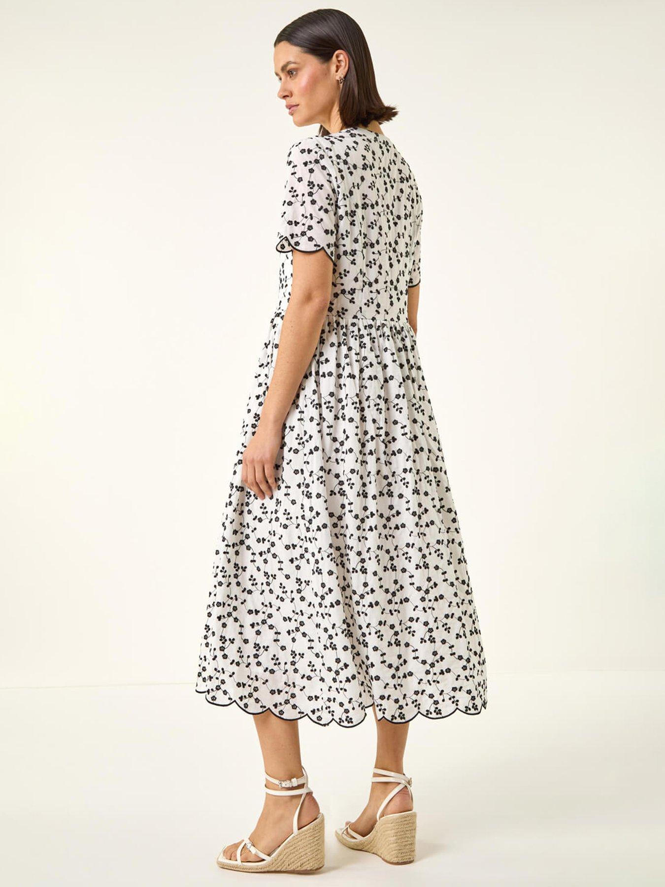 Image 2 of 5 of Roman Embroidered Buttoned Midi Dress