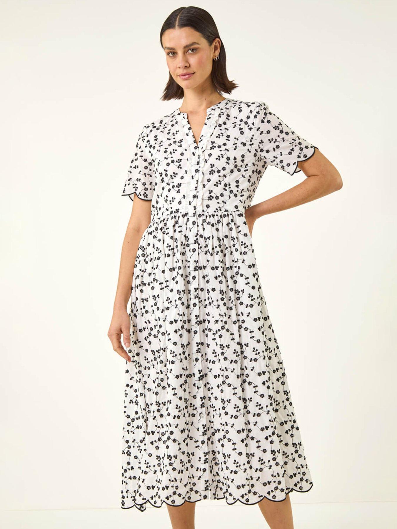 Image 3 of 5 of Roman Embroidered Buttoned Midi Dress