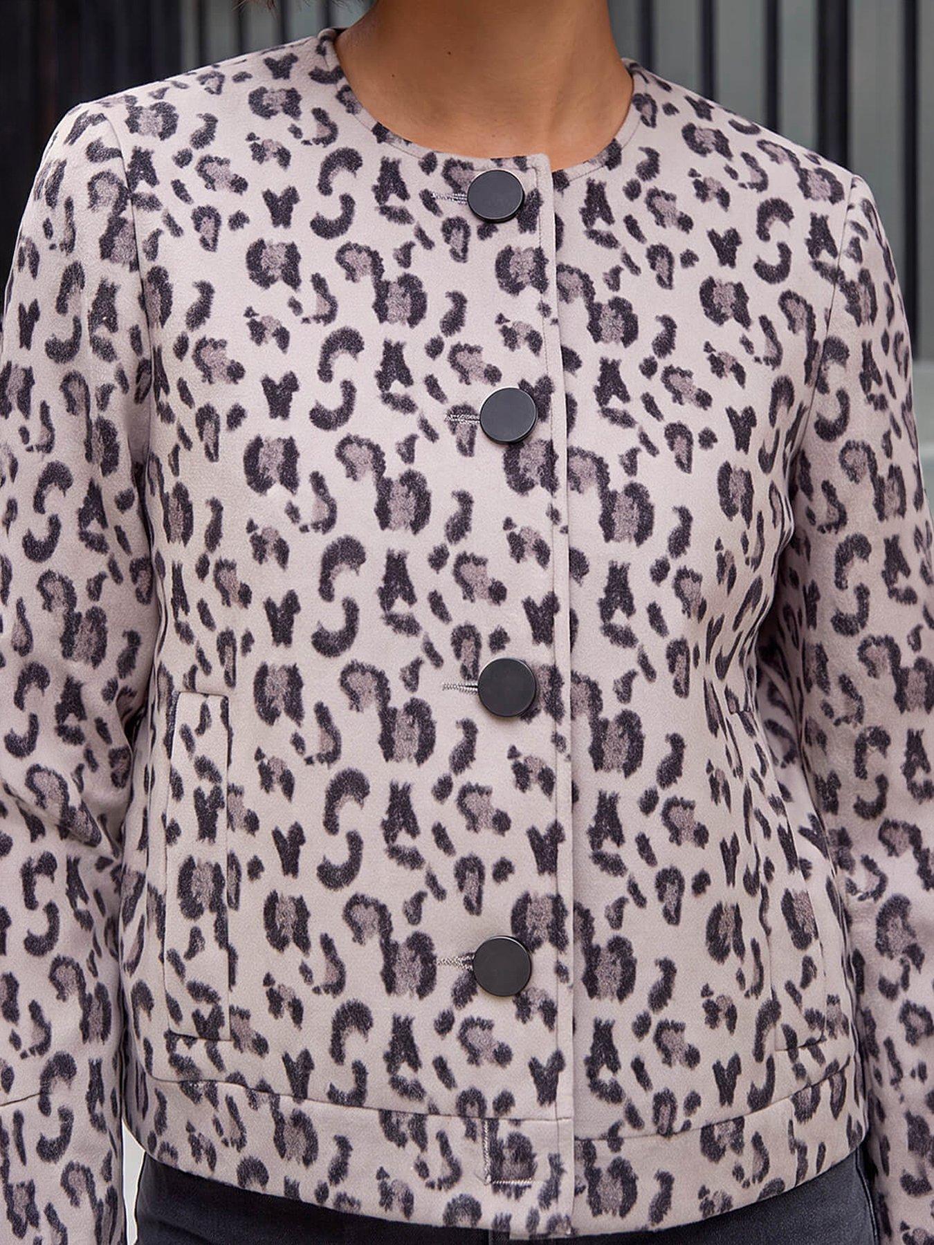 Image 2 of 4 of Roman Animal Print Buttoned Jacket