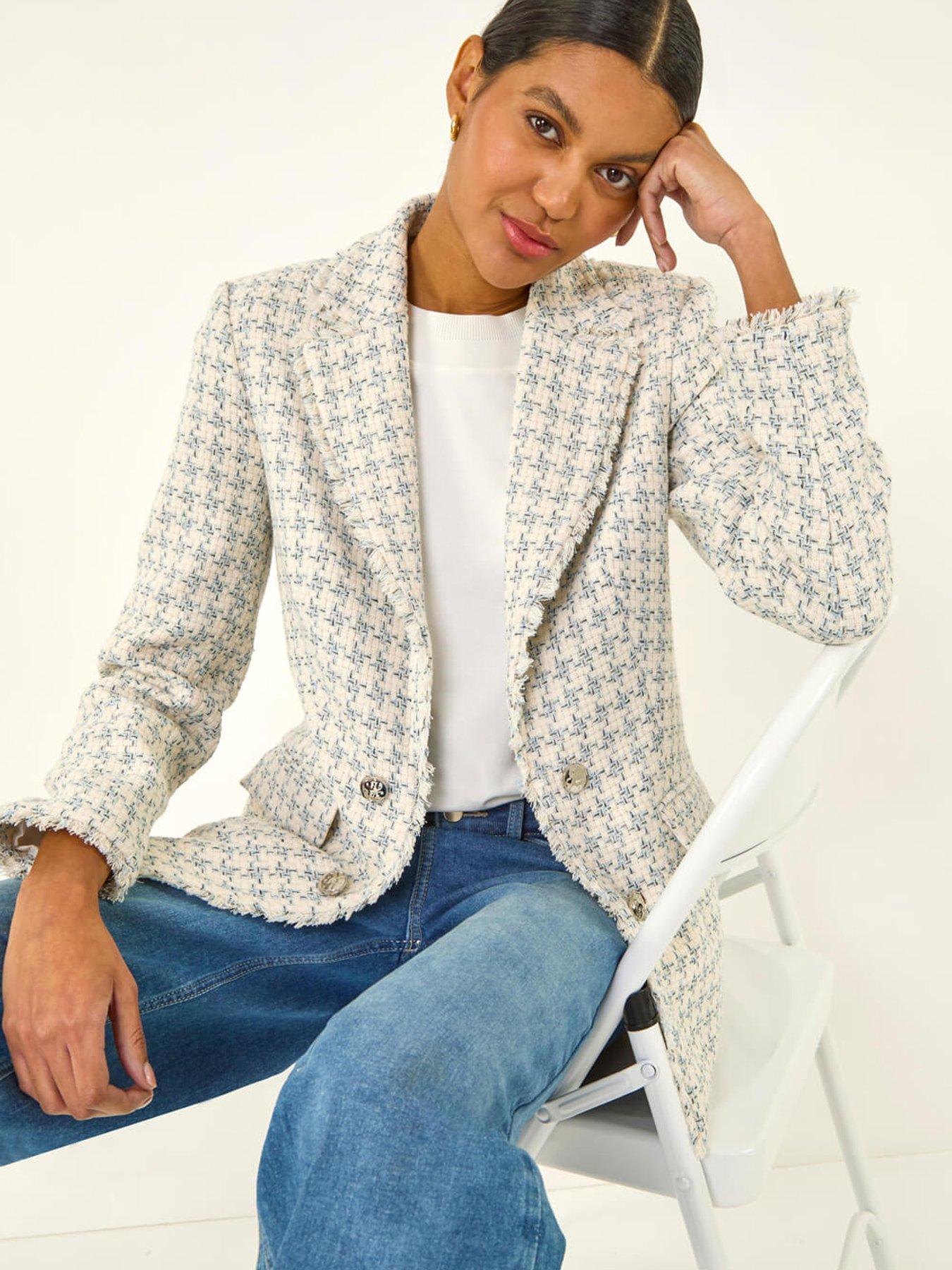 Image 4 of 5 of Roman Boucle Frayed Edge Jacket