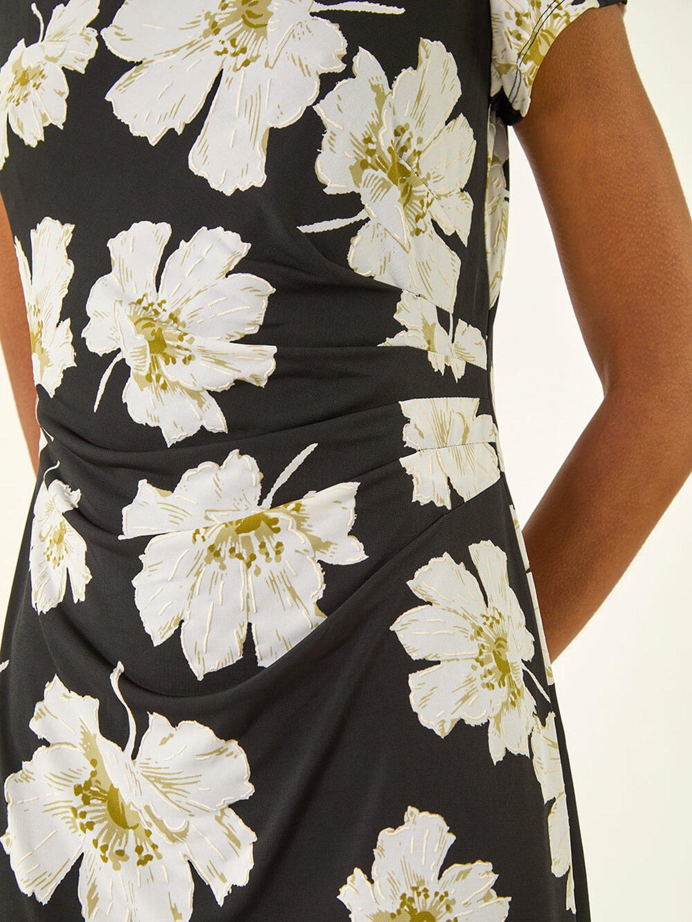  image of roman-floral-gathered-shift-dress