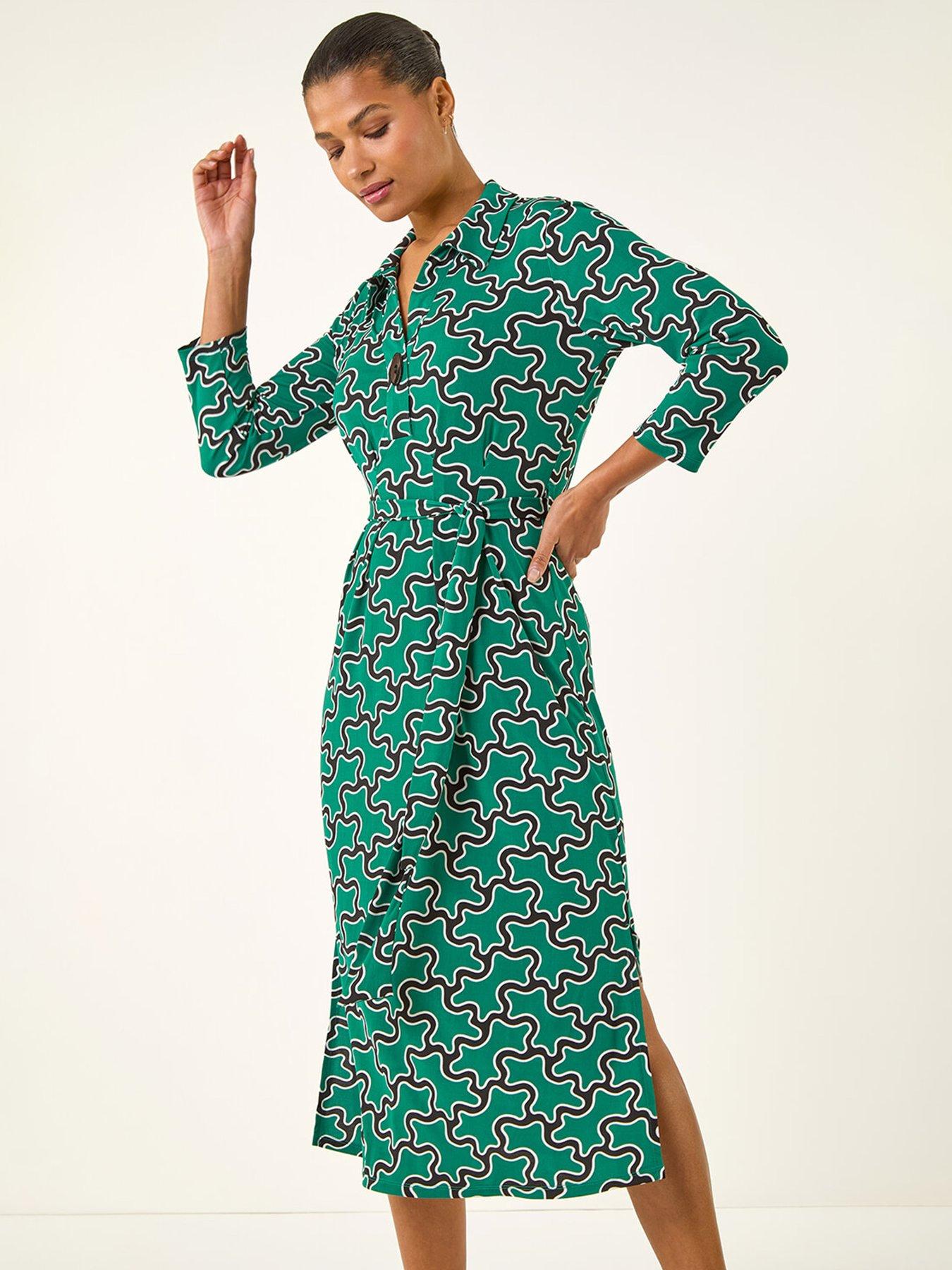 Image 3 of 5 of Roman Abstract Buttoned Shirt Dress