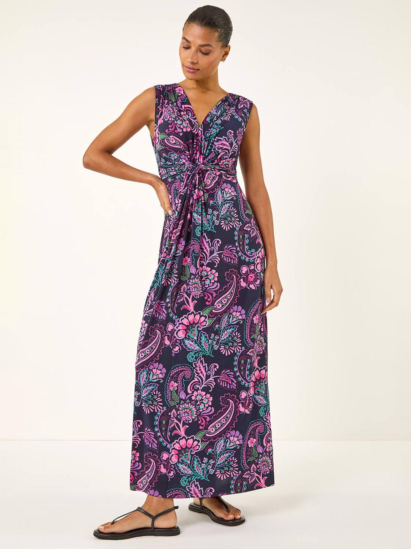 Image 1 of 5 of Roman Paisley Twist Front Maxi Dress