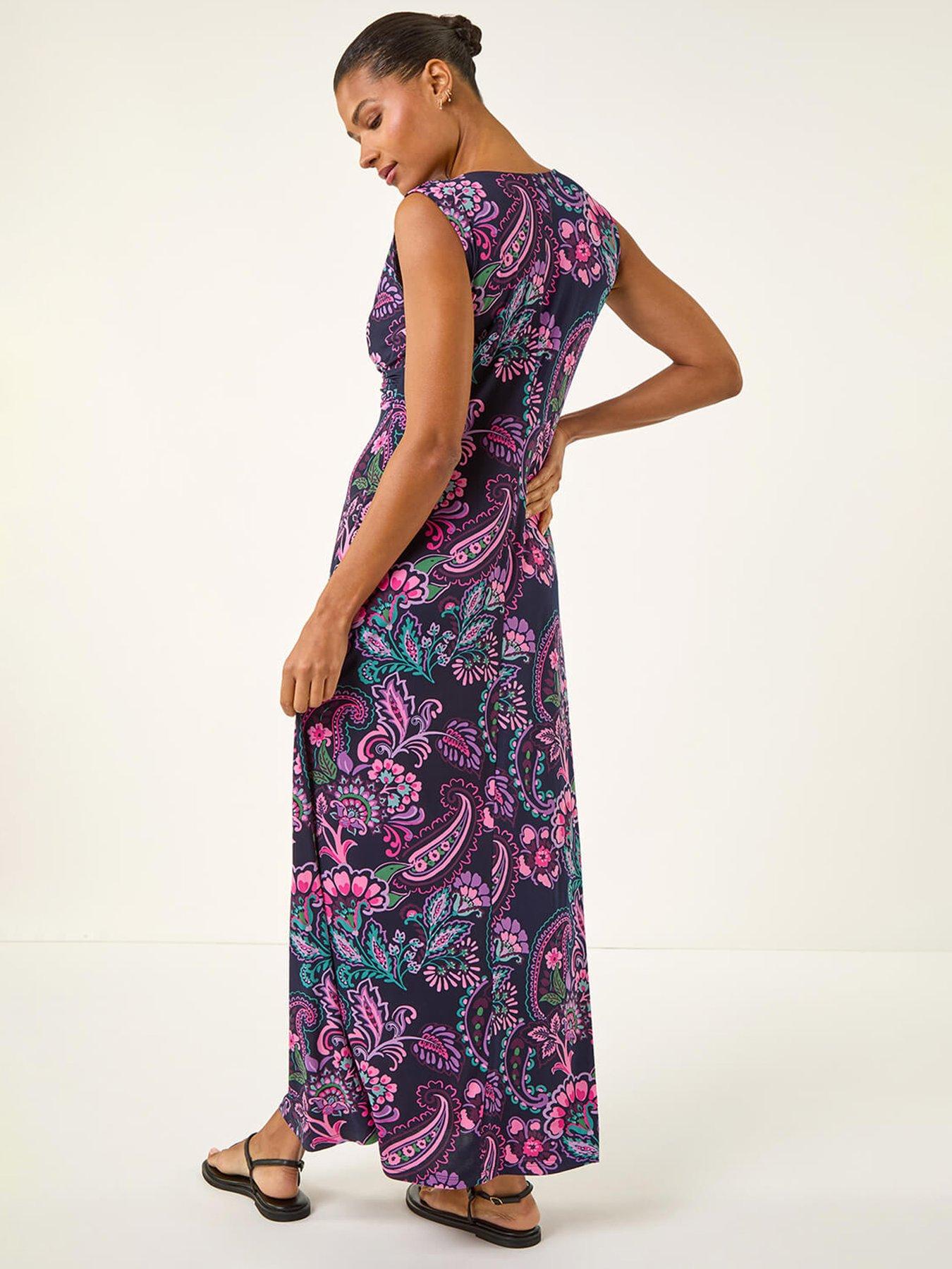 Image 2 of 5 of Roman Paisley Twist Front Maxi Dress