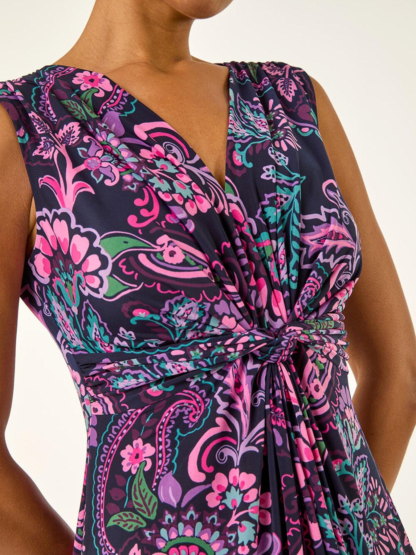 Image 5 of 5 of Roman Paisley Twist Front Maxi Dress
