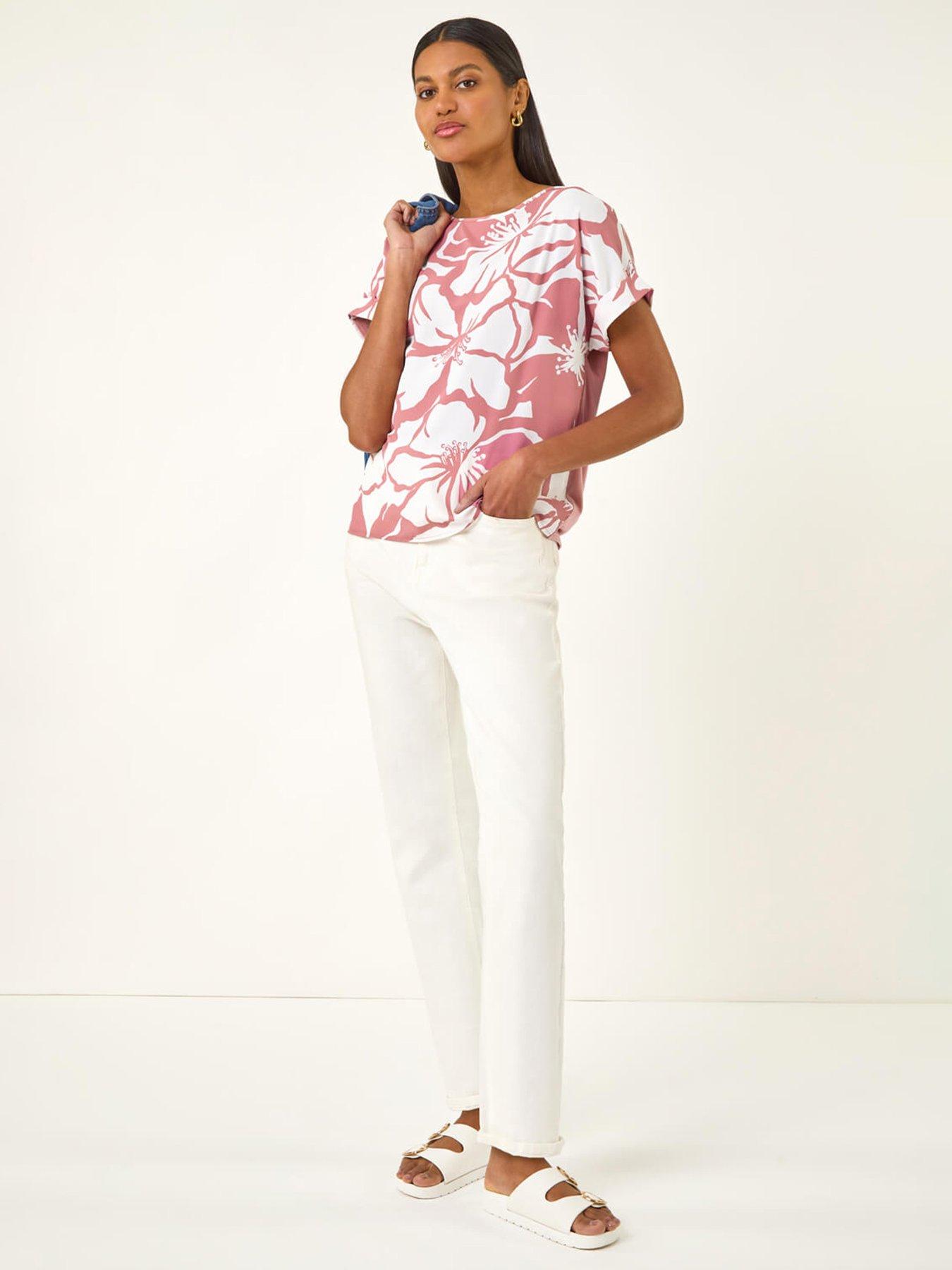  image of roman-floral-print-jersey-back-top