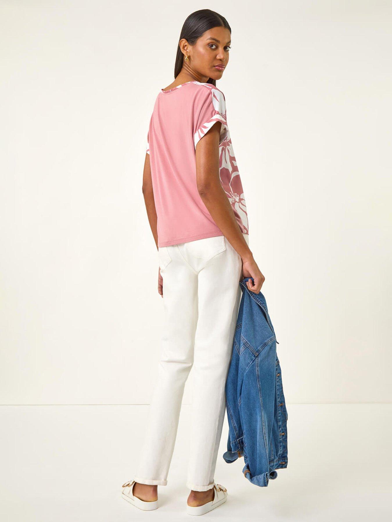  image of roman-floral-print-jersey-back-top