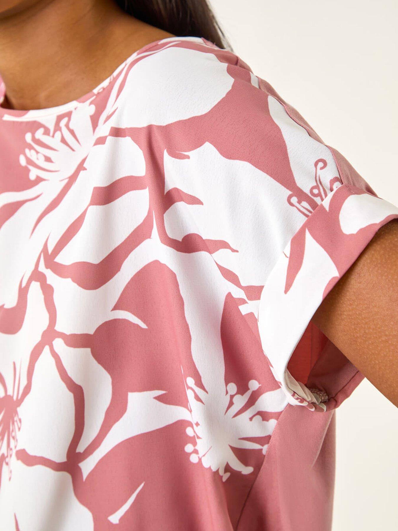  image of roman-floral-print-jersey-back-top