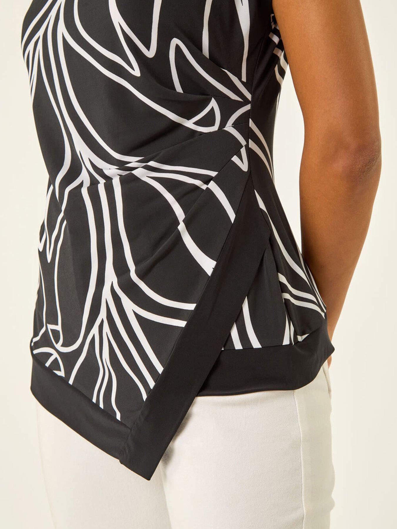 Image 5 of 5 of Roman Floral Print Asymmetric Stretch Top