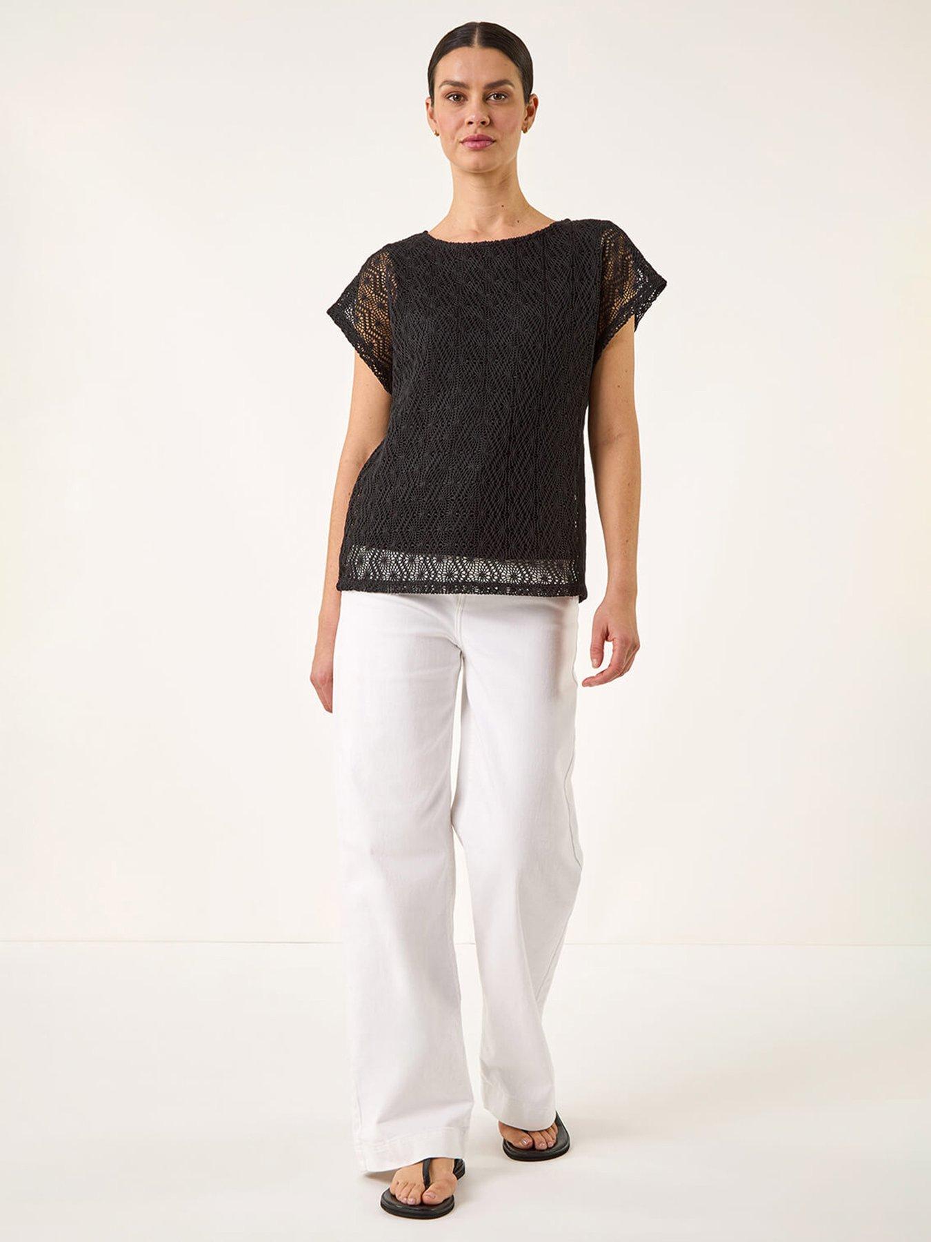Image 3 of 5 of Roman Lace Overlay Stretch Top