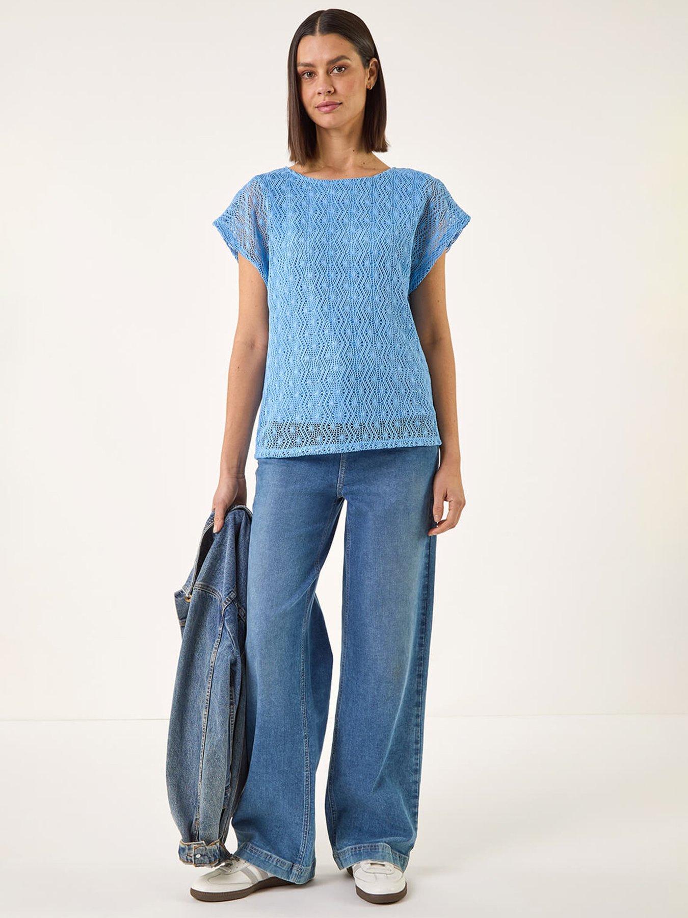 Image 3 of 5 of Roman Lace Overlay Stretch Top