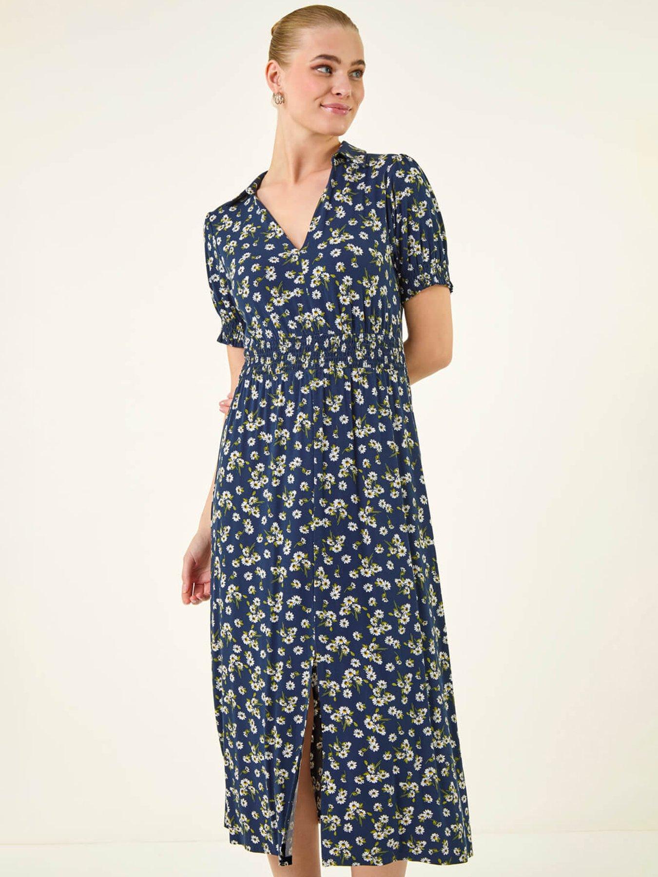 Image 4 of 5 of Roman Ditsy V-neck Midi Dress