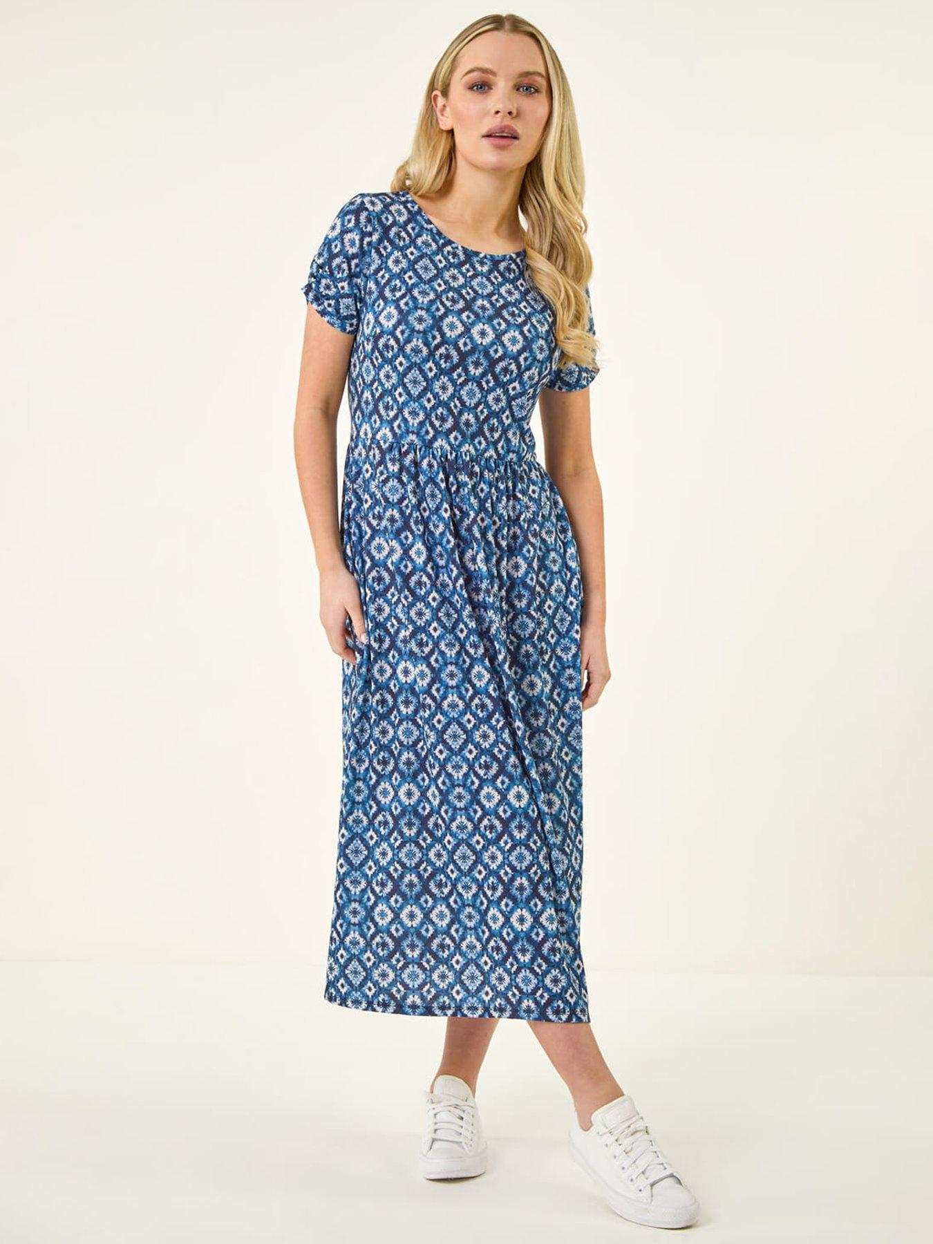 Image 3 of 5 of Roman Petite Abstract Gathered Waist Dress