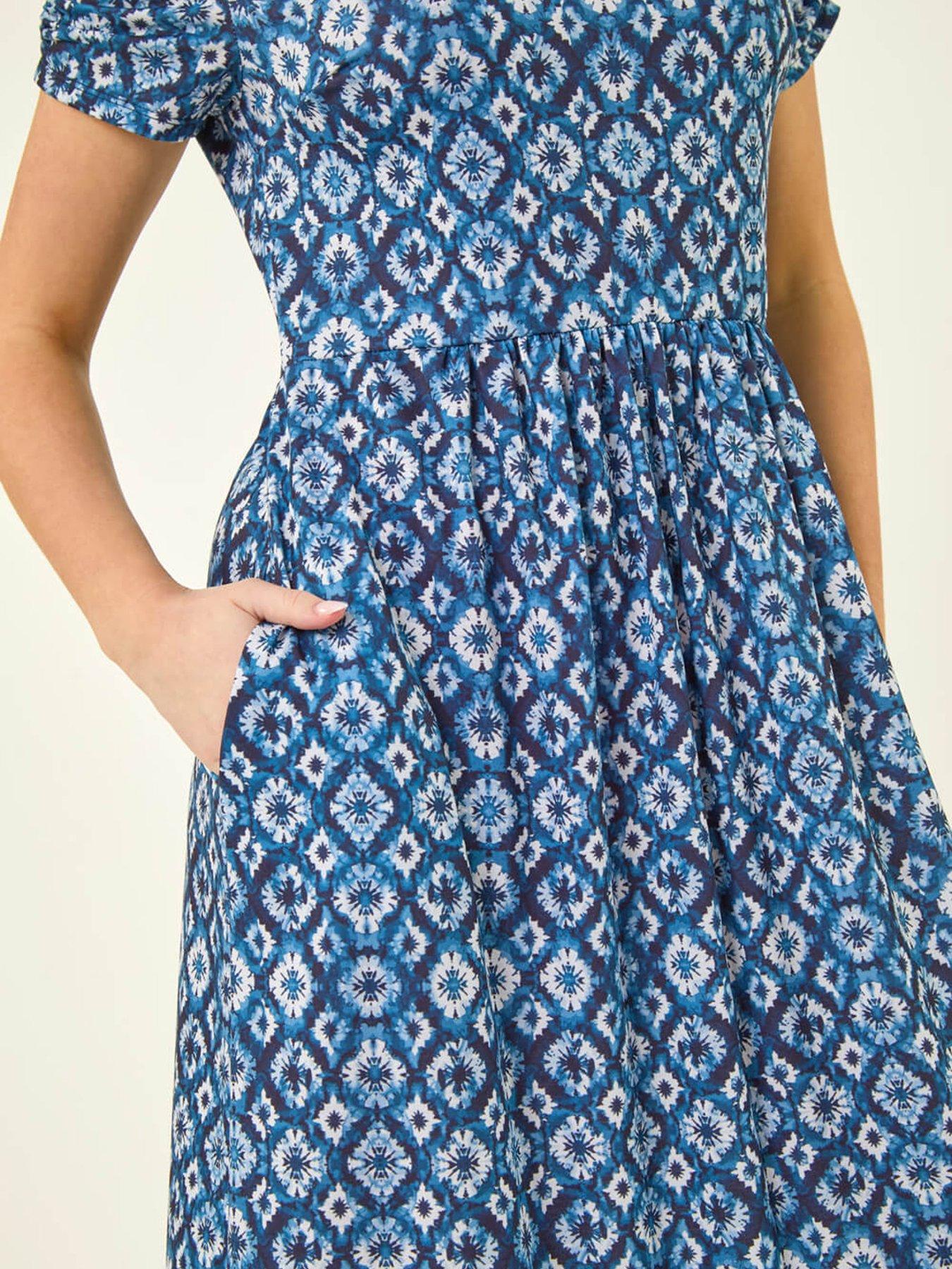 Image 5 of 5 of Roman Petite Abstract Gathered Waist Dress