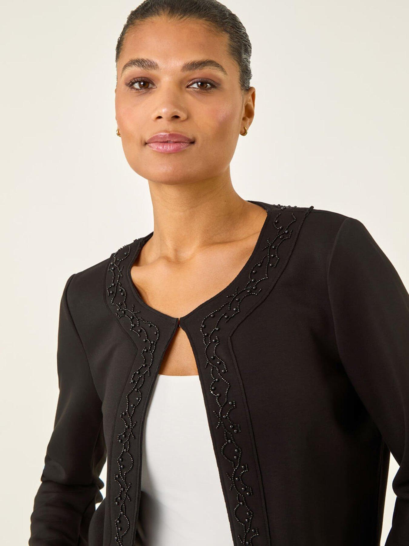 Image 4 of 5 of Roman Beaded Trim Open Jacket