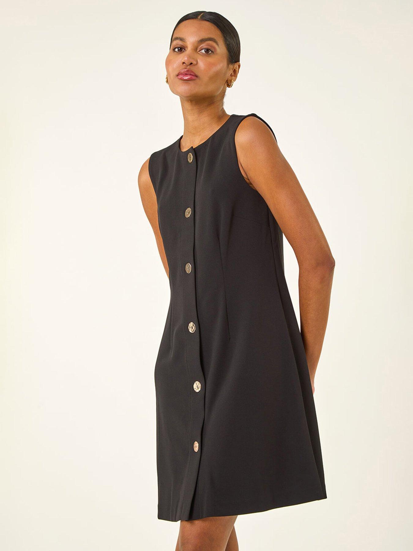 roman-button-through-stretch-mini-dress