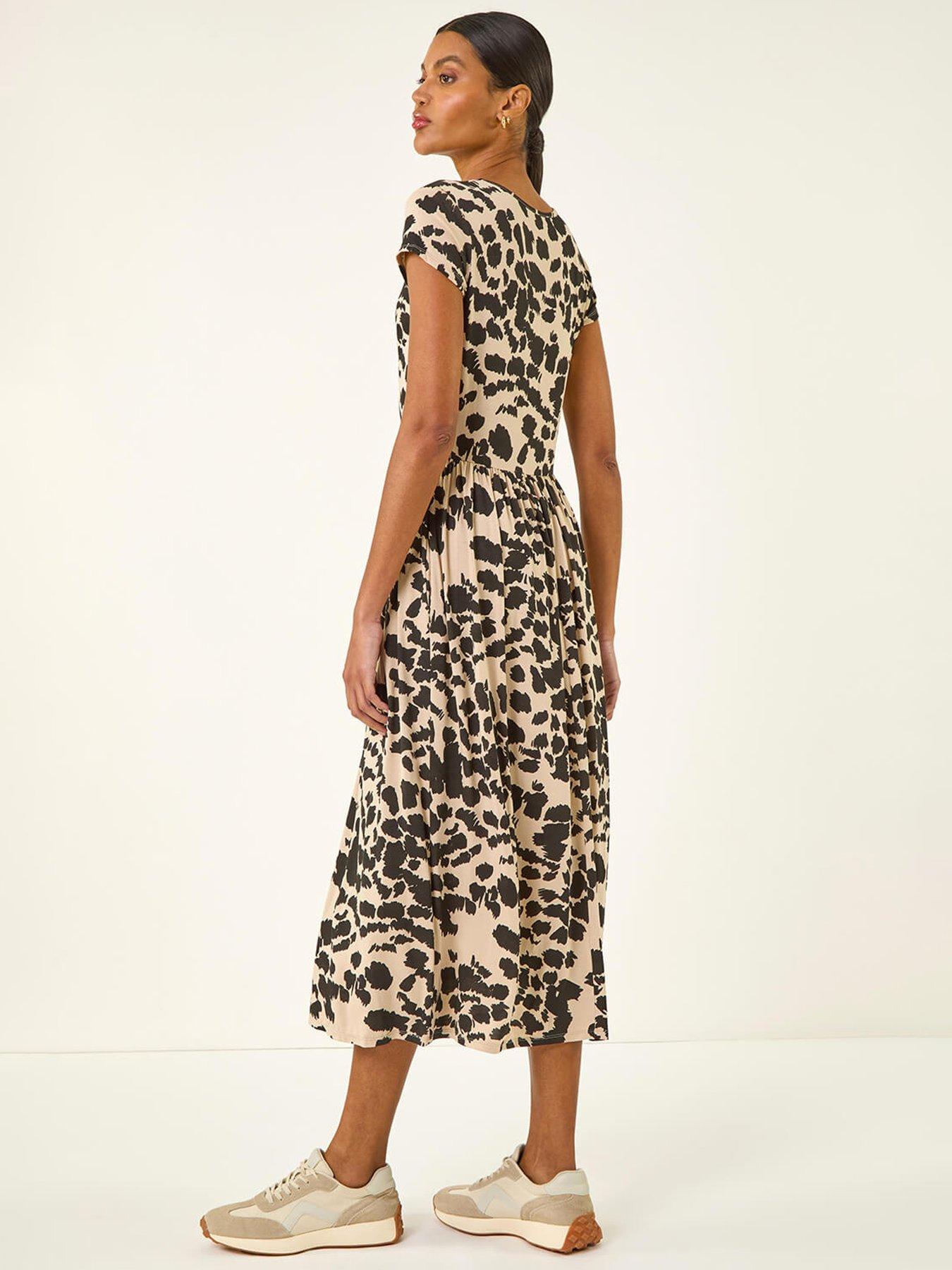  image of roman-abstract-print-stretch-midi-dress