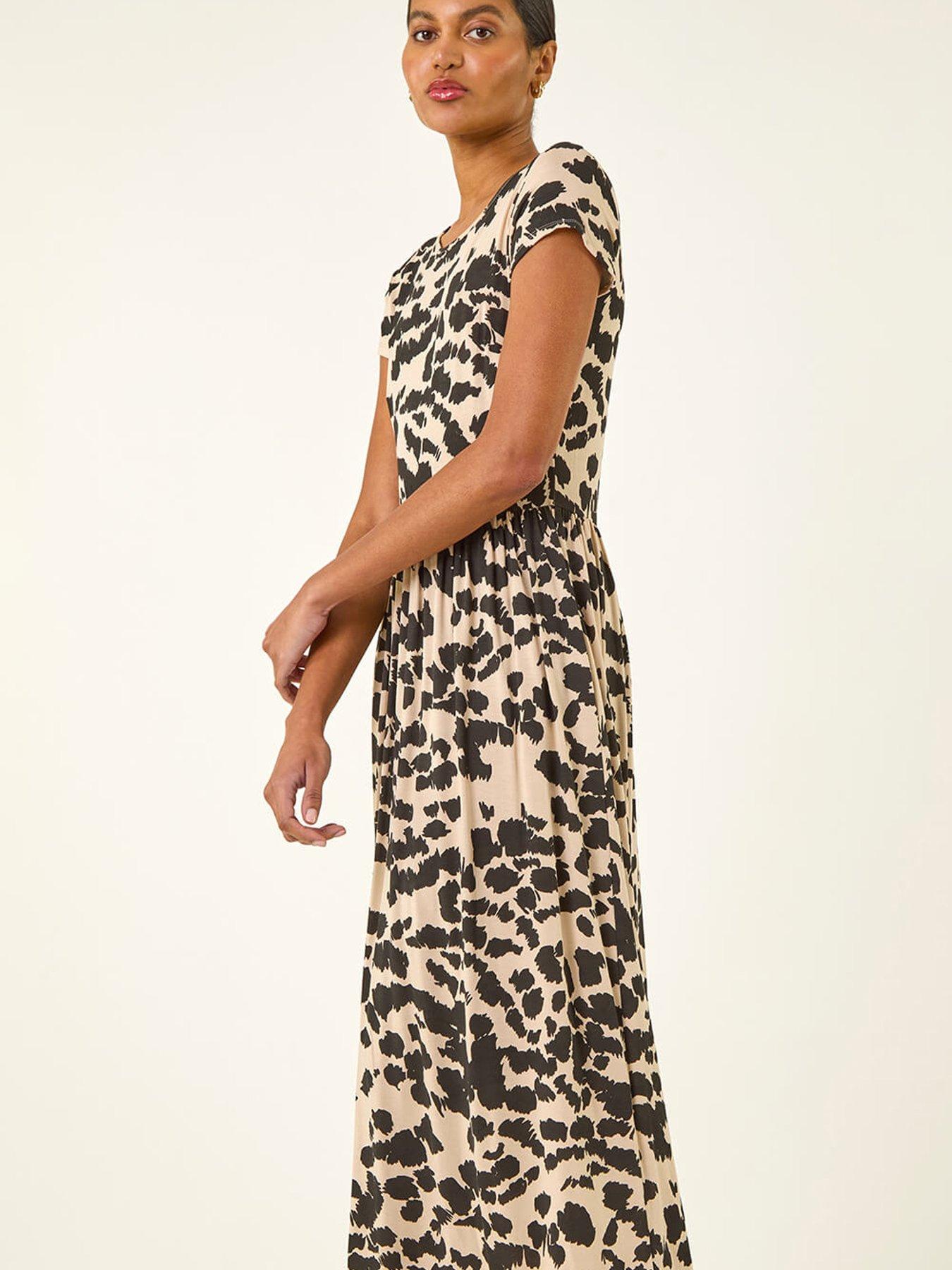  image of roman-abstract-print-stretch-midi-dress