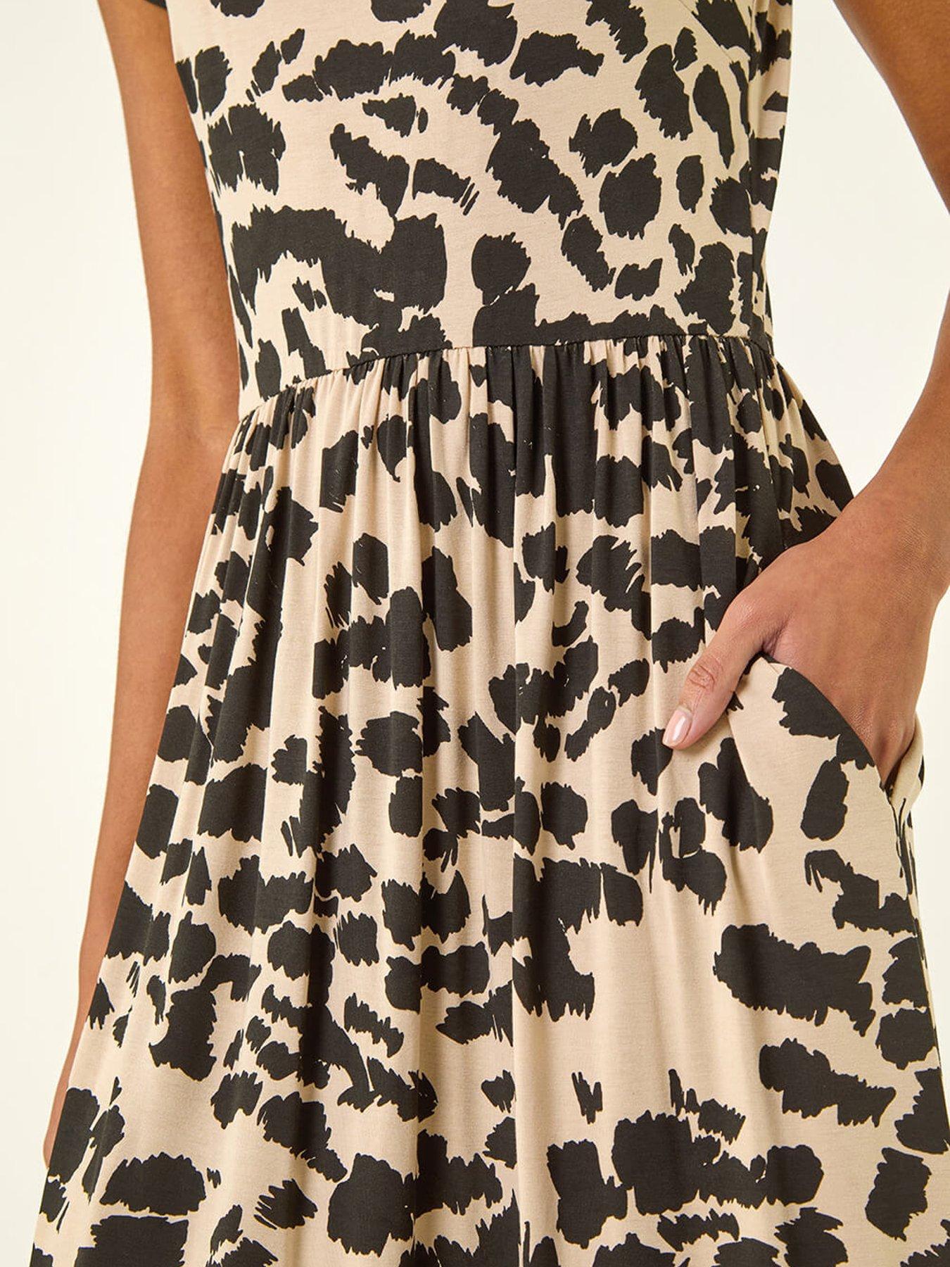  image of roman-abstract-print-stretch-midi-dress