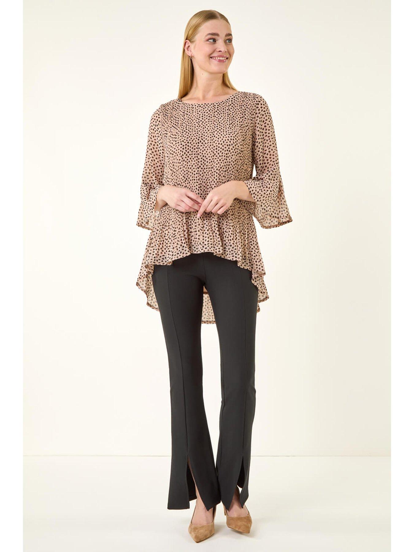 Image 3 of 5 of Roman Spot Print Pleated Tunic Top