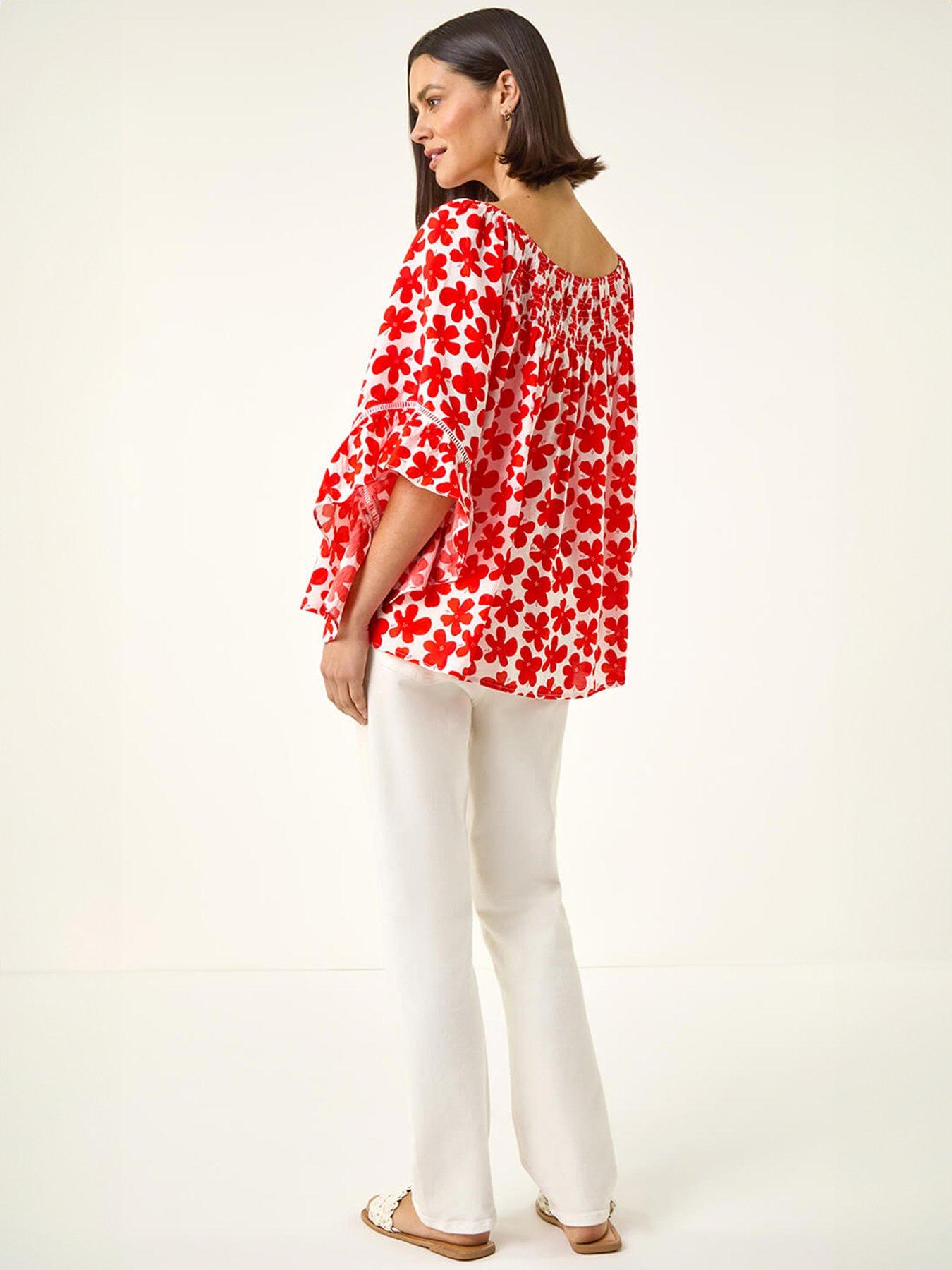 Image 2 of 5 of Roman Floral Print Bardot Top