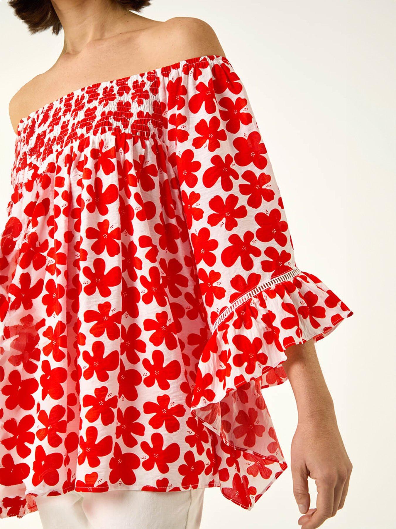 Image 4 of 5 of Roman Floral Print Bardot Top