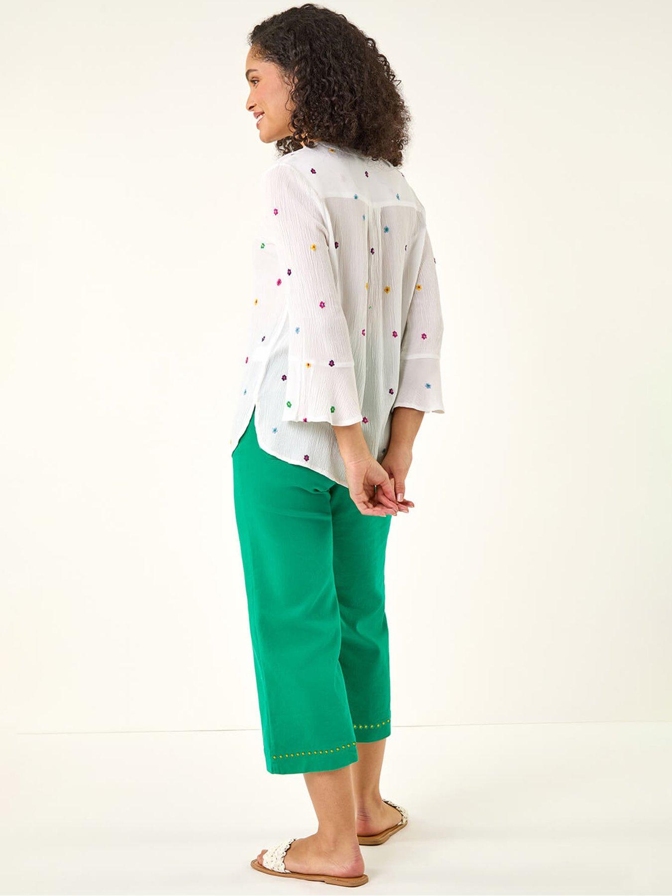 Image 2 of 5 of Roman Floral Embroidered Buttoned Top