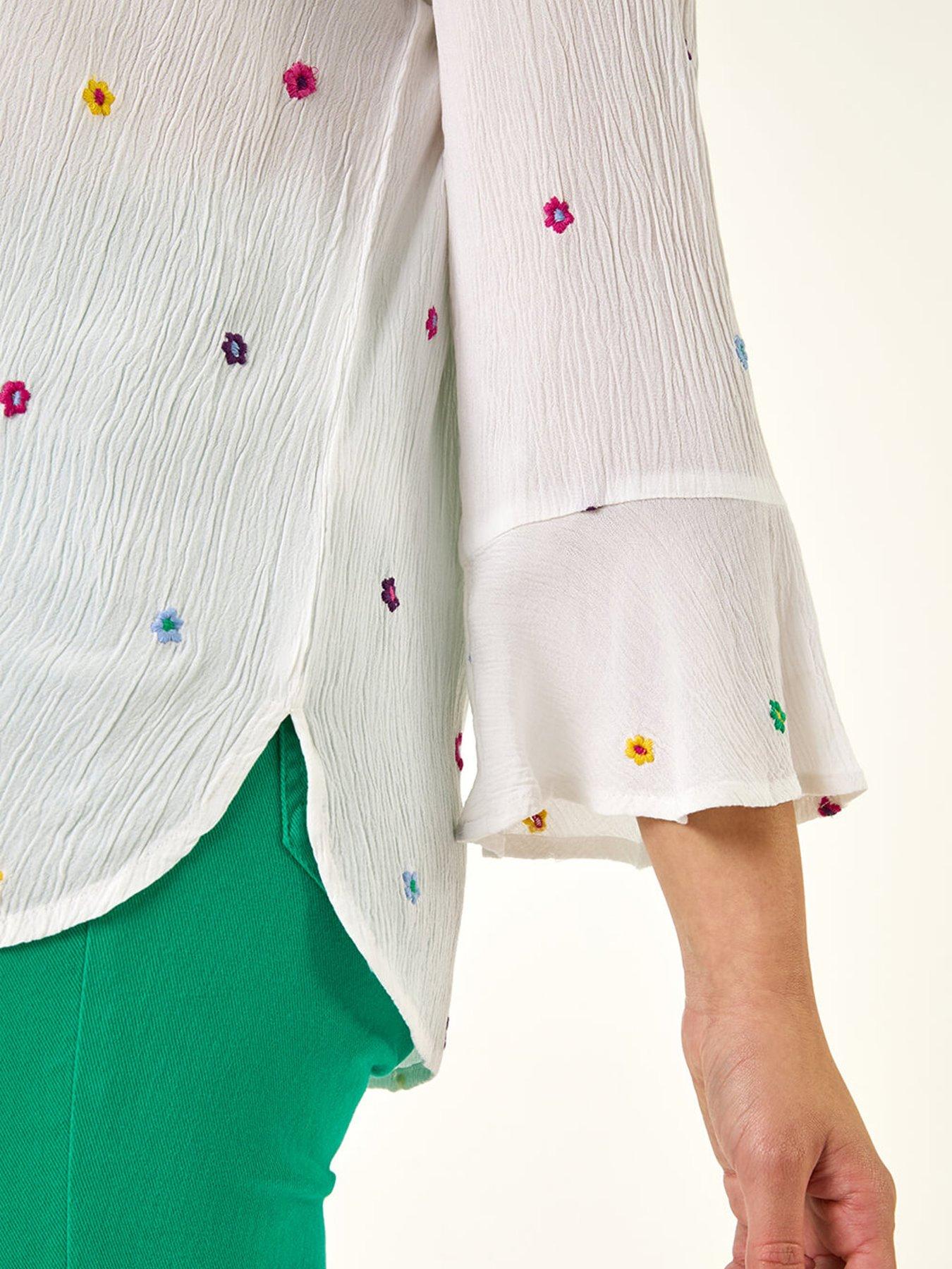 Image 5 of 5 of Roman Floral Embroidered Buttoned Top