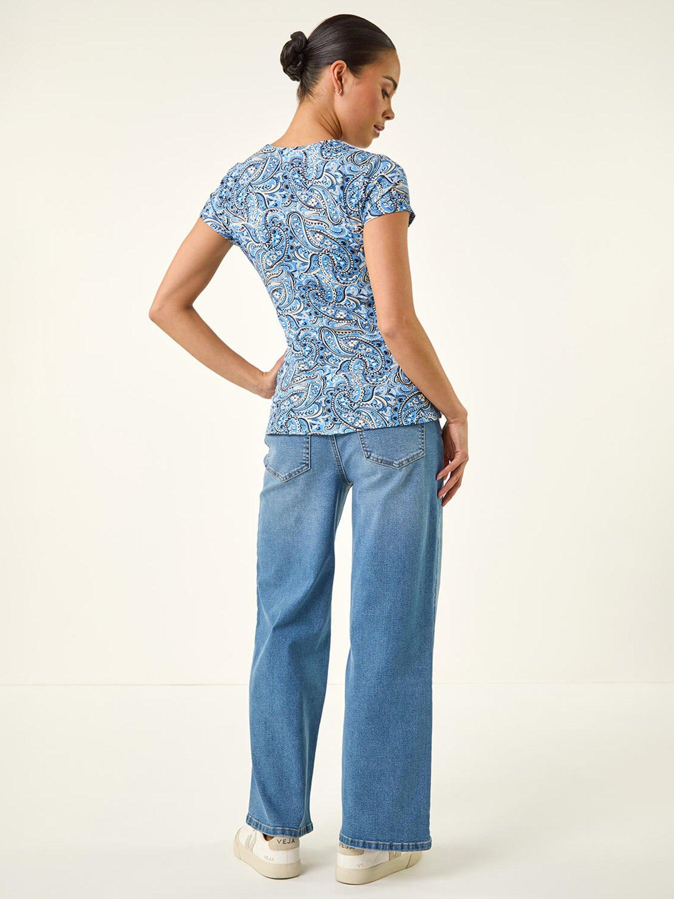  image of roman-petite-abstract-twist-front-stretch-top