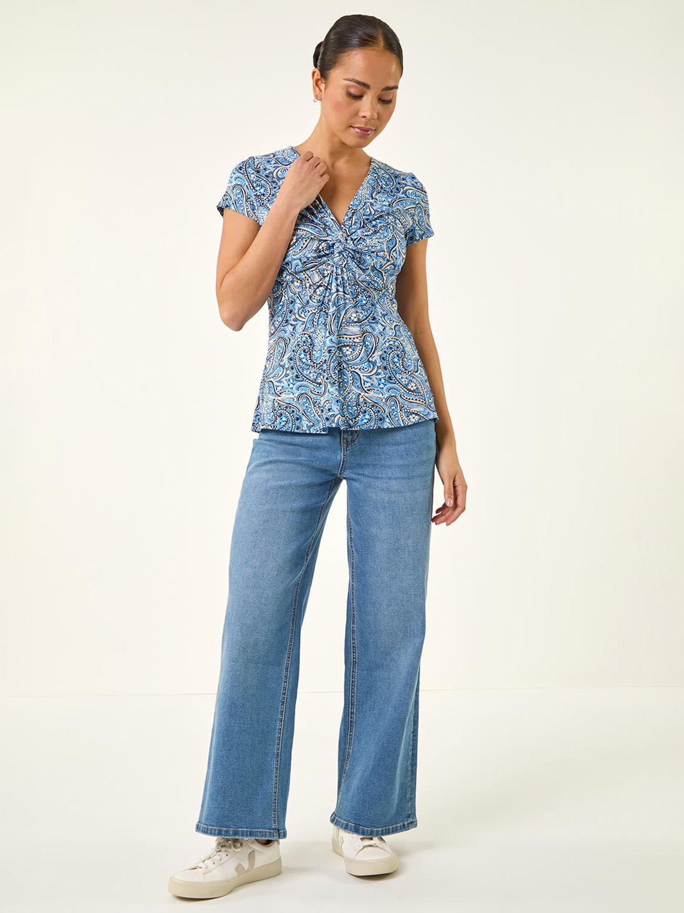  image of roman-petite-abstract-twist-front-stretch-top