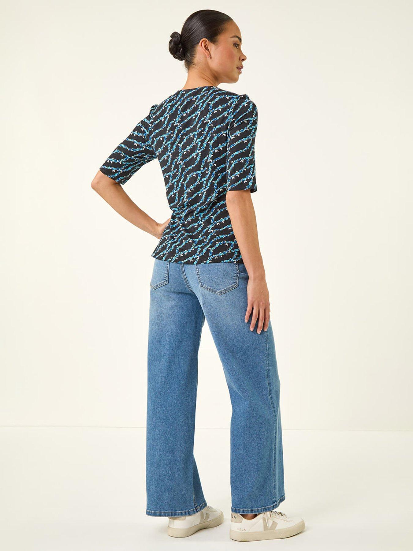 Image 2 of 5 of Roman Petite Abstract Print Drawstring Top
