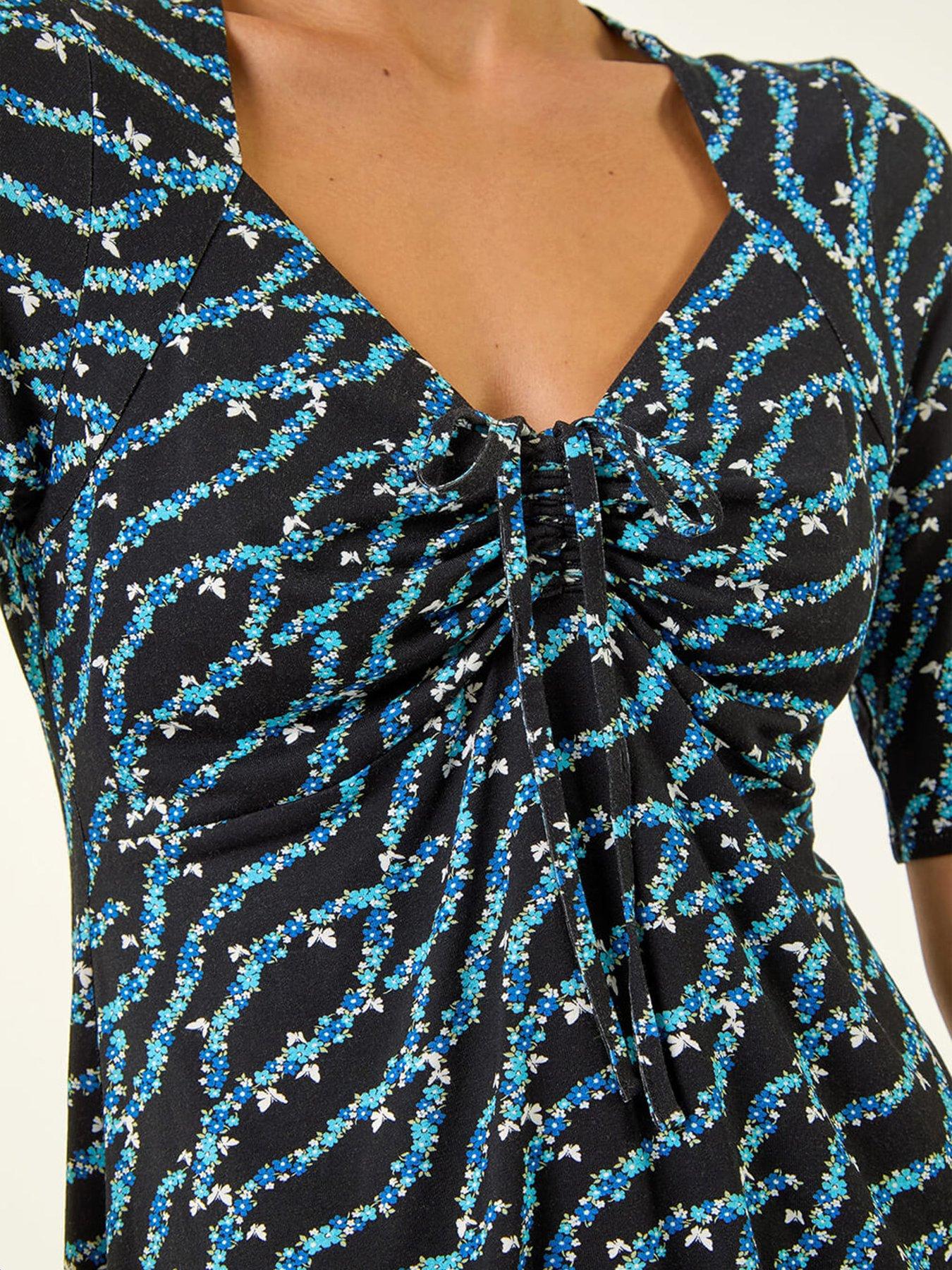 Image 5 of 5 of Roman Petite Abstract Print Drawstring Top