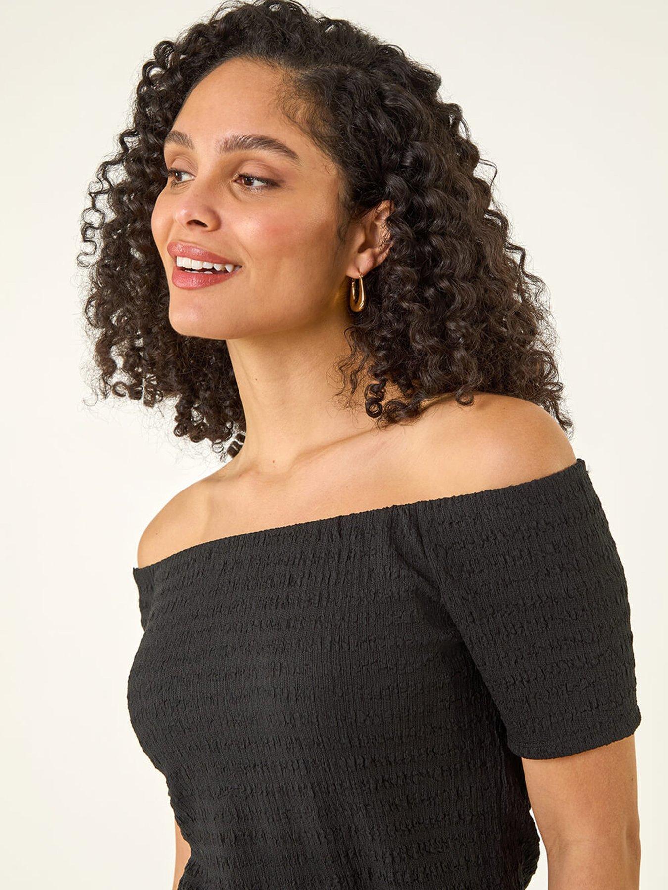 Image 4 of 4 of Roman Textured Bardot Stretch Top