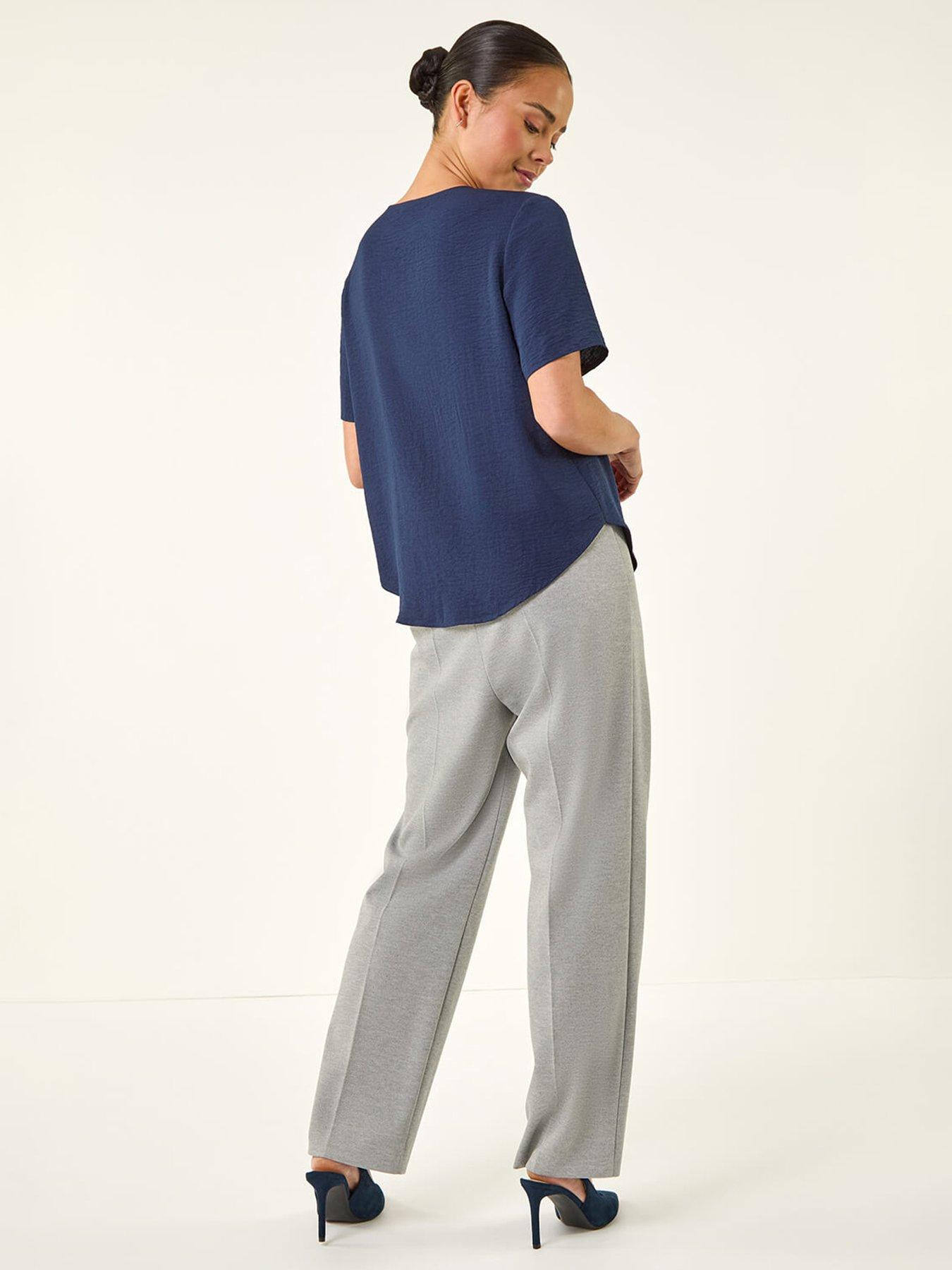 stillFront image of roman-petite-v-neck-button-through-blouse