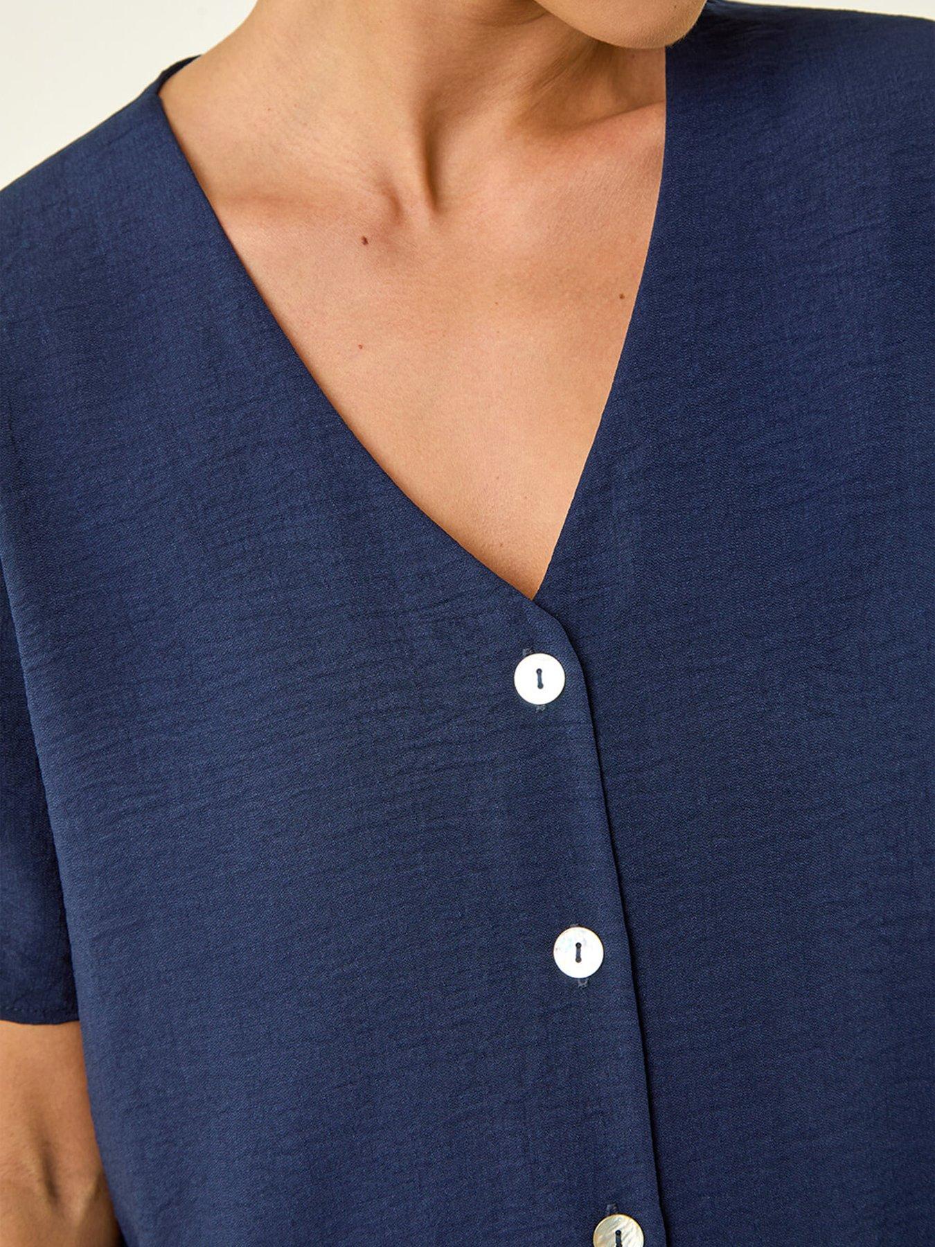  image of roman-petite-v-neck-button-through-blouse