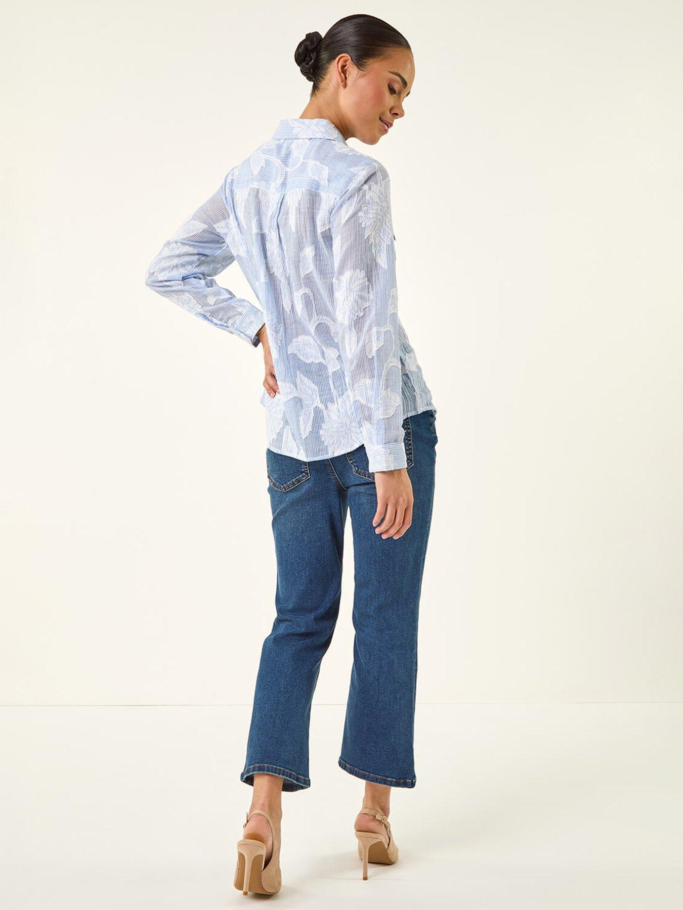  image of roman-petite-floral-jacquard-buttoned-blouse