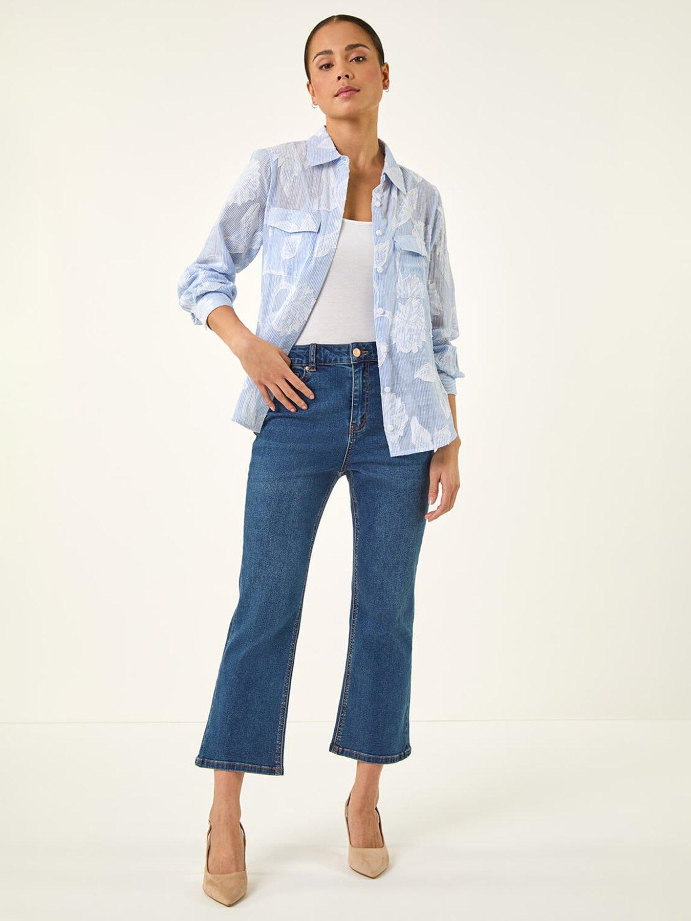  image of roman-petite-floral-jacquard-buttoned-blouse