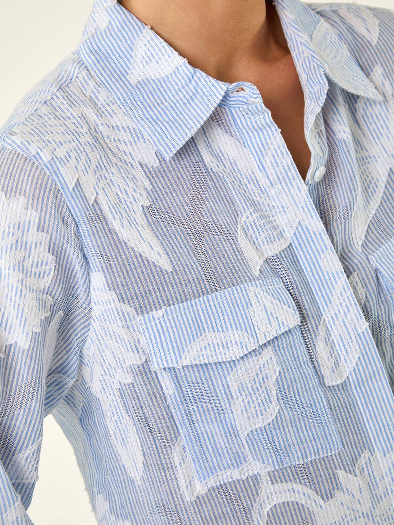  image of roman-petite-floral-jacquard-buttoned-blouse