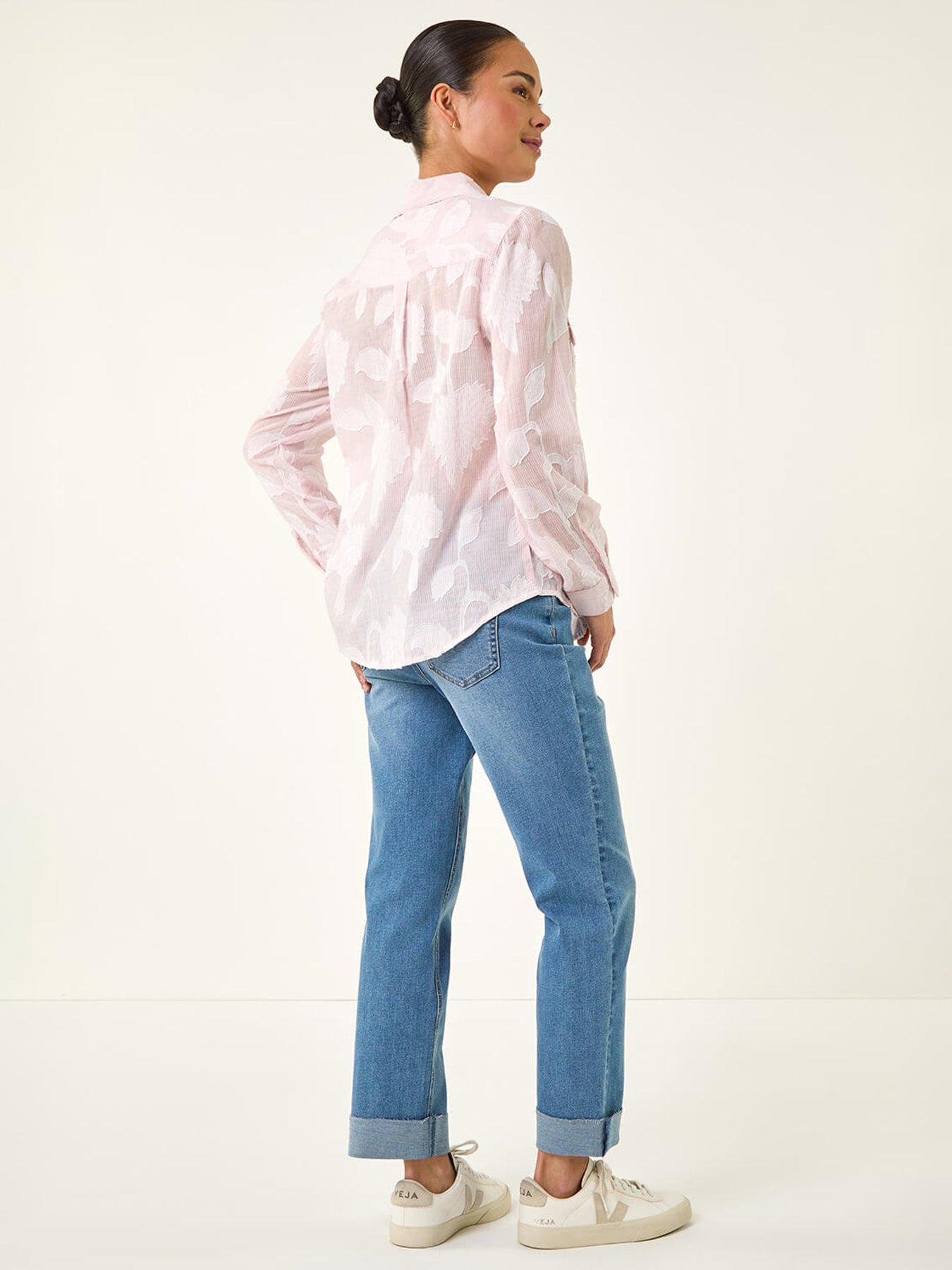  image of roman-petite-floral-jacquard-buttoned-blouse