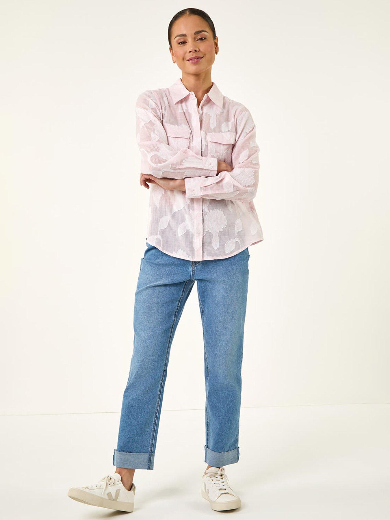  image of roman-petite-floral-jacquard-buttoned-blouse