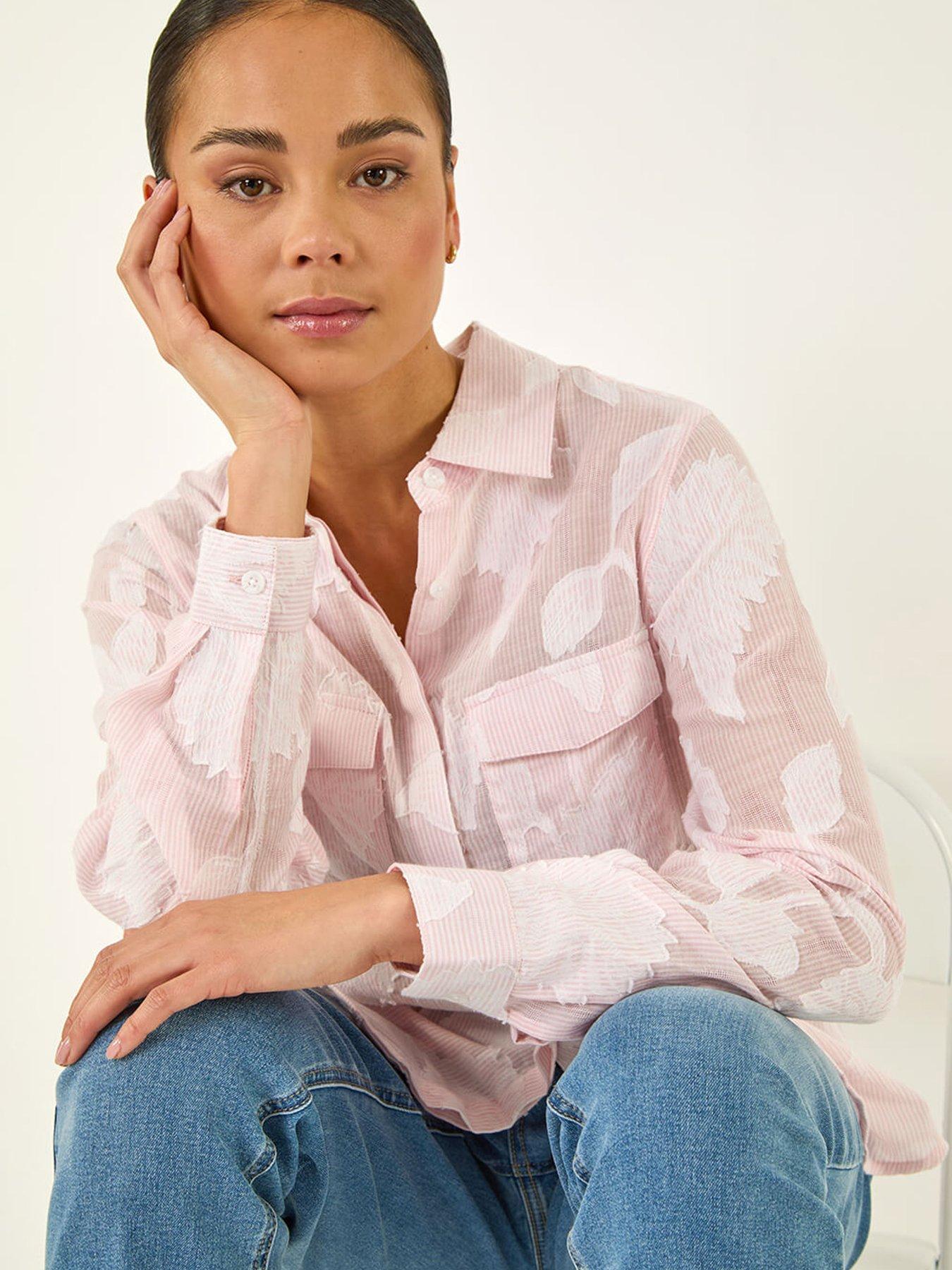  image of roman-petite-floral-jacquard-buttoned-blouse