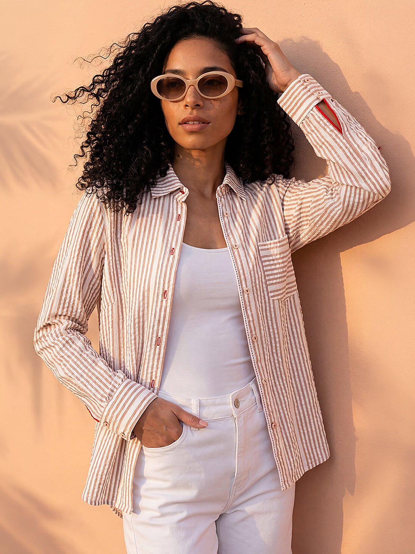 Roman Textured Stripe Collared Shirt