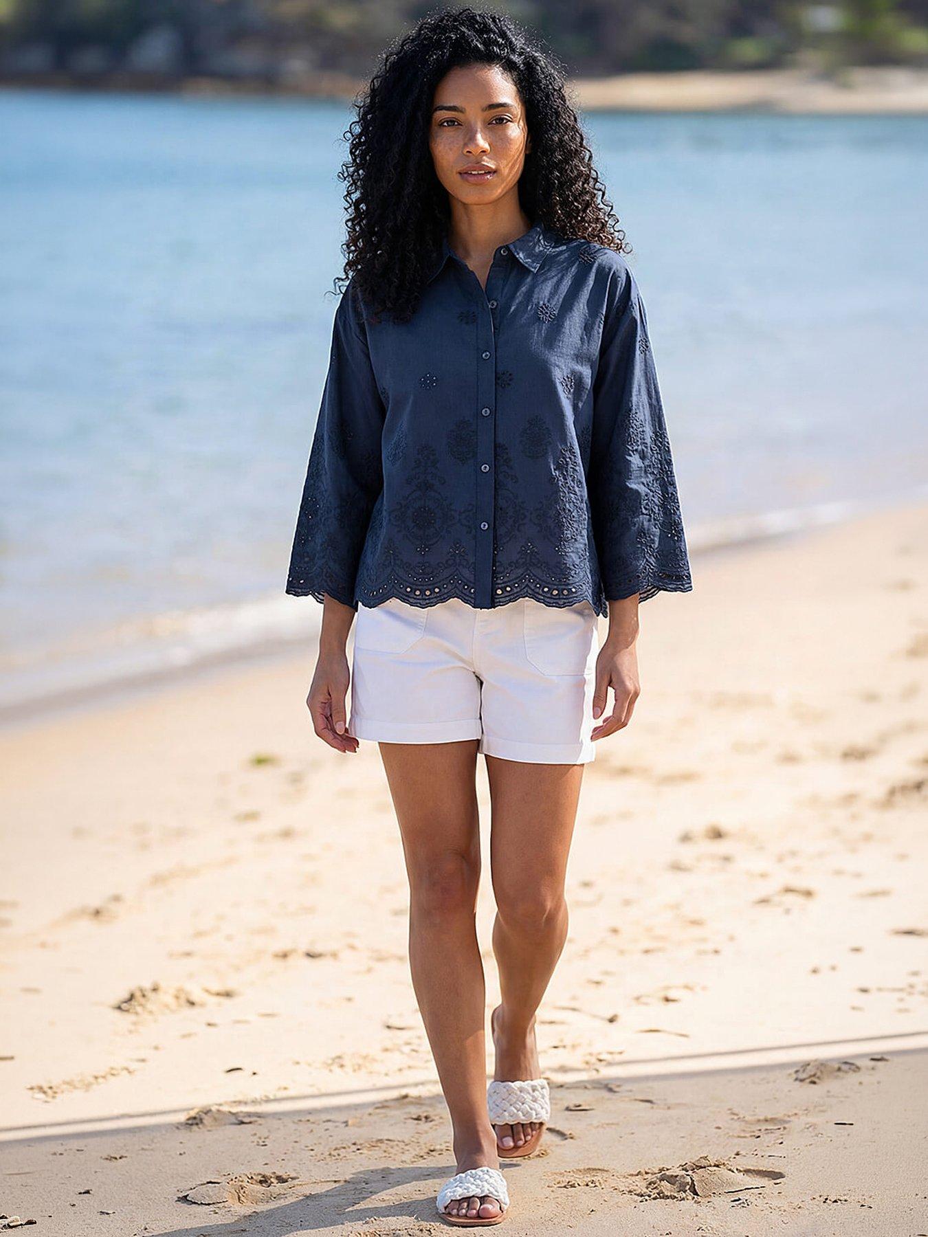  image of roman-broderie-hem-buttoned-shirt