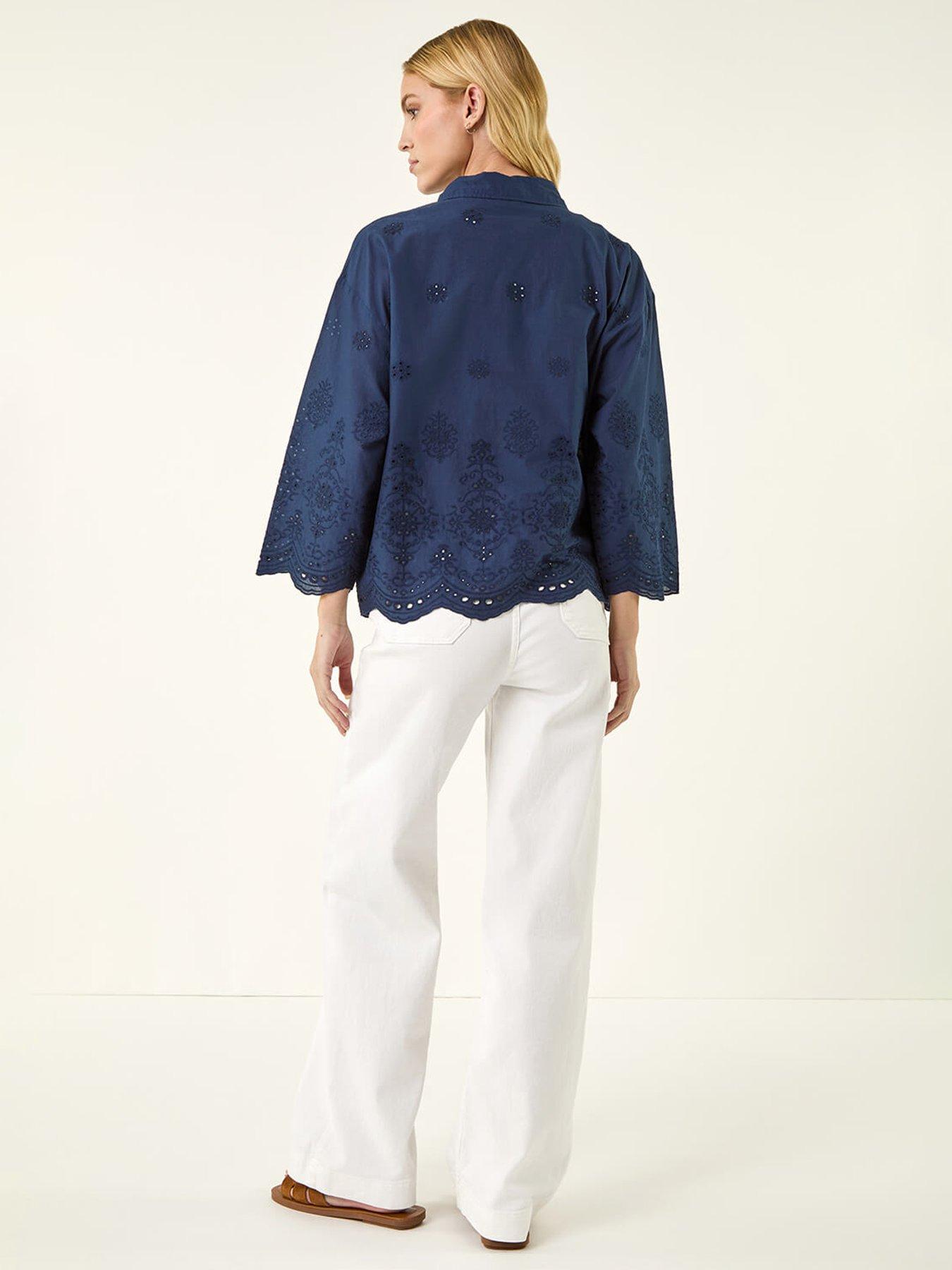  image of roman-broderie-hem-buttoned-shirt