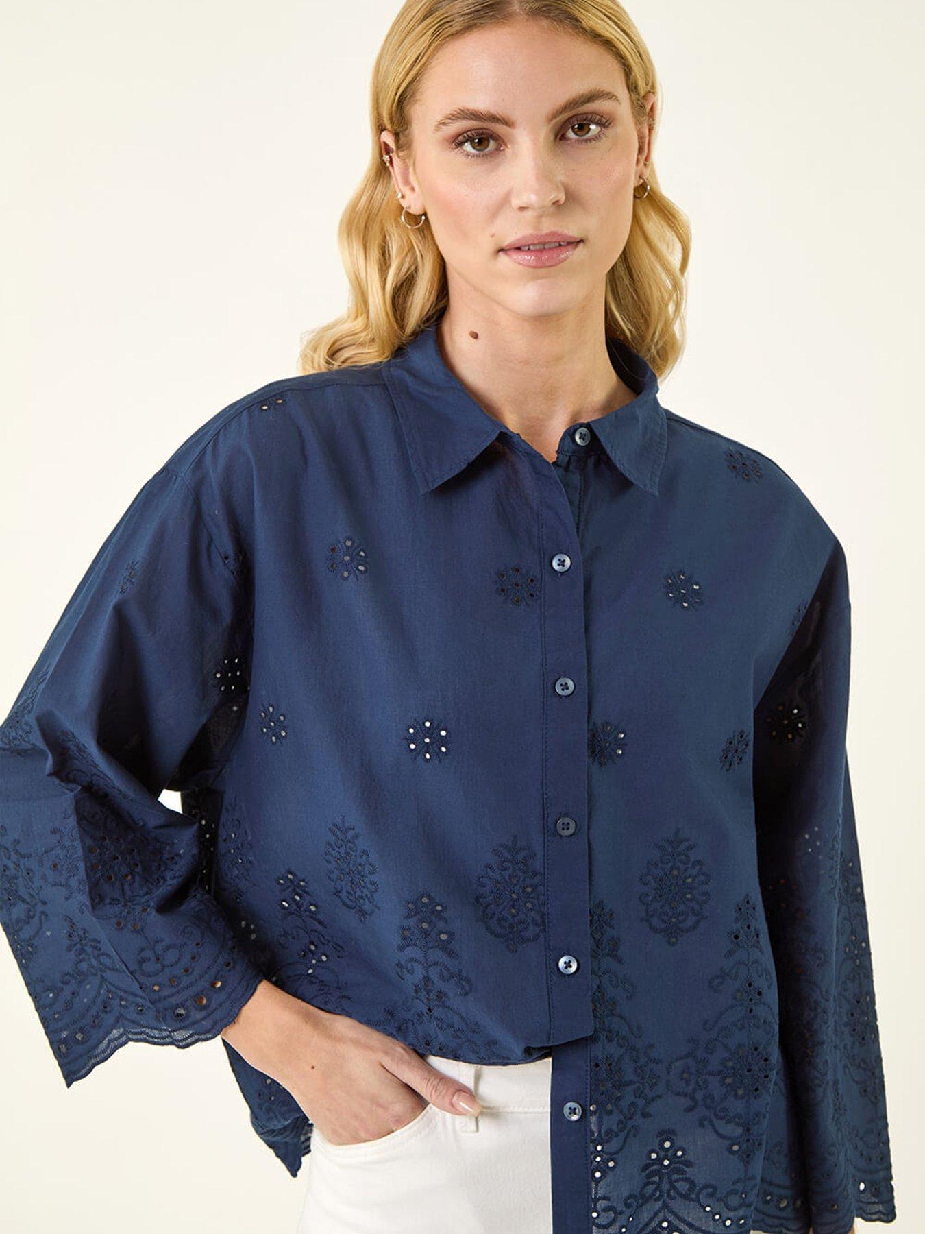  image of roman-broderie-hem-buttoned-shirt